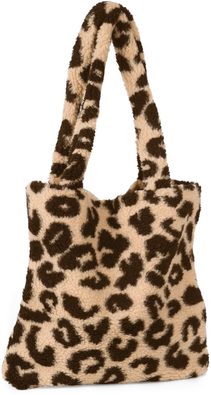 styleBREAKER Schultertasche Leo Shopper Teddyfell Optik (1-tlg)