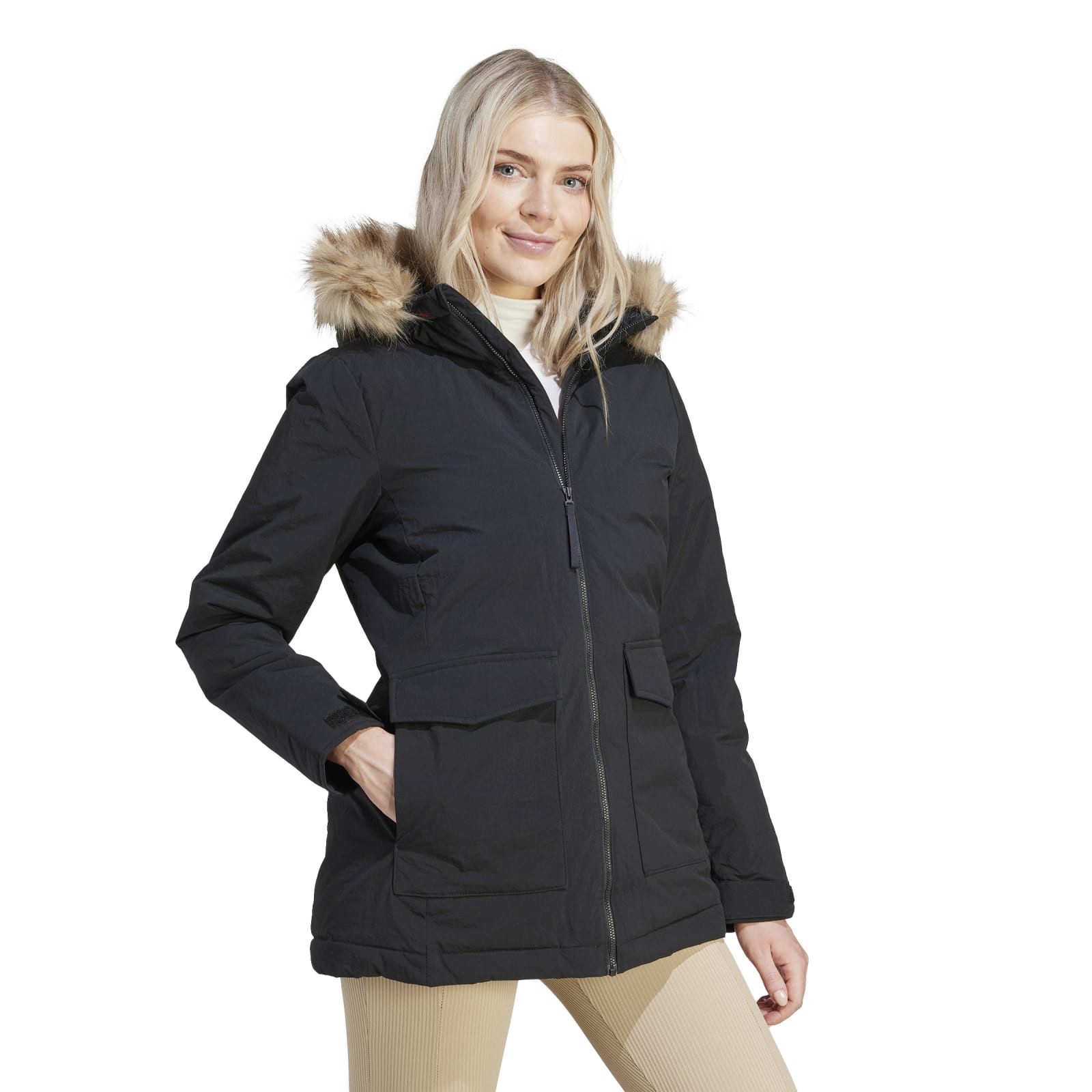 adidas Performance Wintermantel Hooded Fur Parka (wasserabweisend) schwarz Damen – Bild 5 von 5