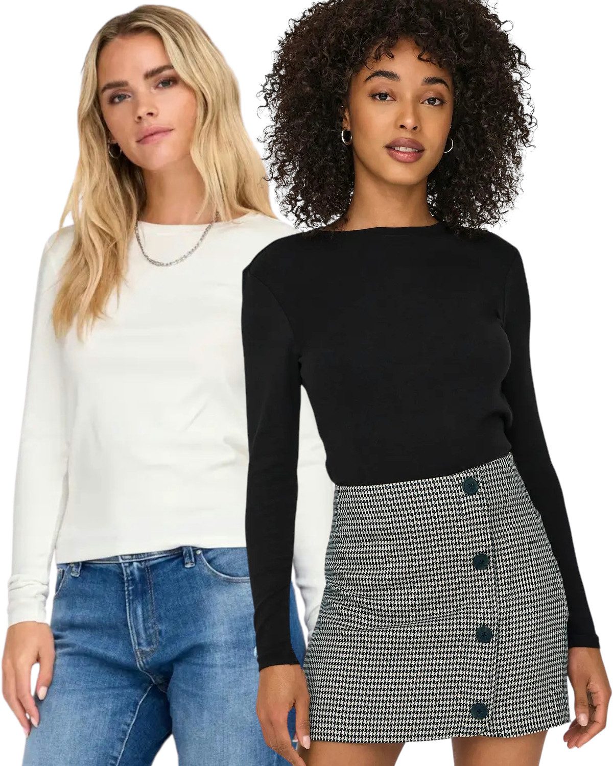 ONLY Langarmshirt (Spar Set, 2er-Pack) schlichtes Basic Shirt in Unifarben günstig online kaufen