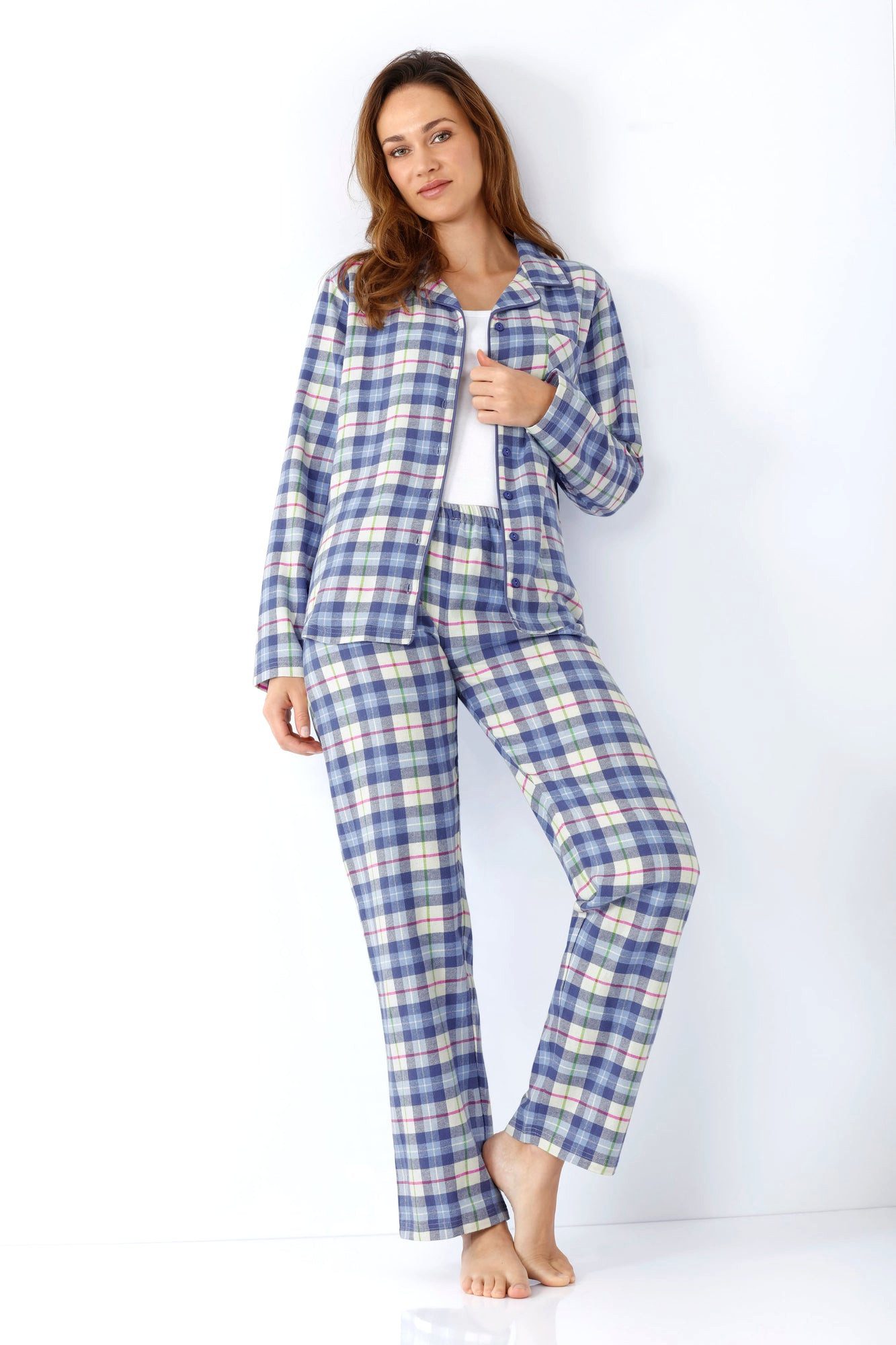 Hajo Schlafanzug Damen Schlafanzug Pyjama Web Flanell