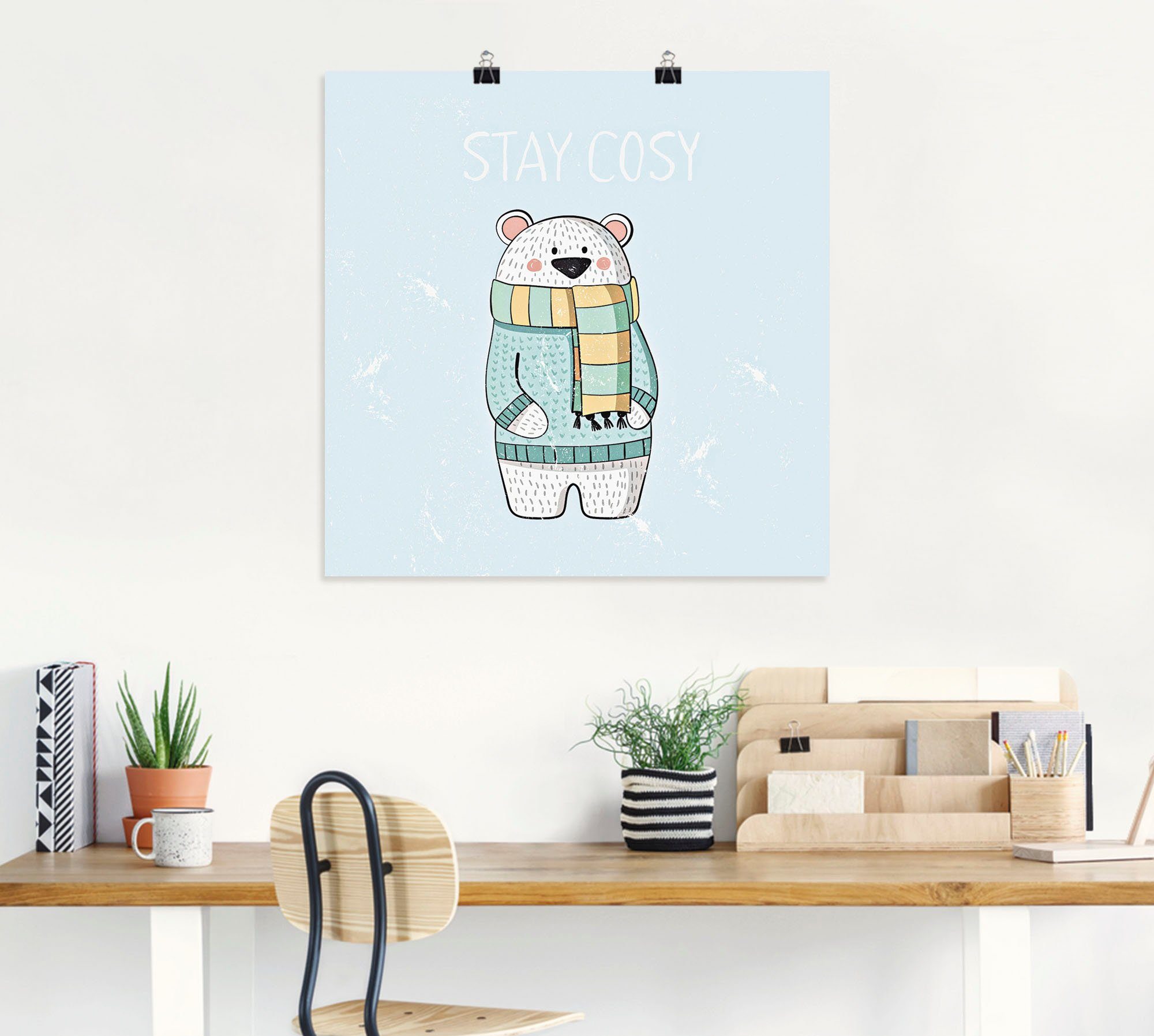Poster Größen (1 Wandaufkleber im Schnee, St), versch. Eisbär Tiere Leinwandbild, Wandbild in oder Artland als Winter Alubild,