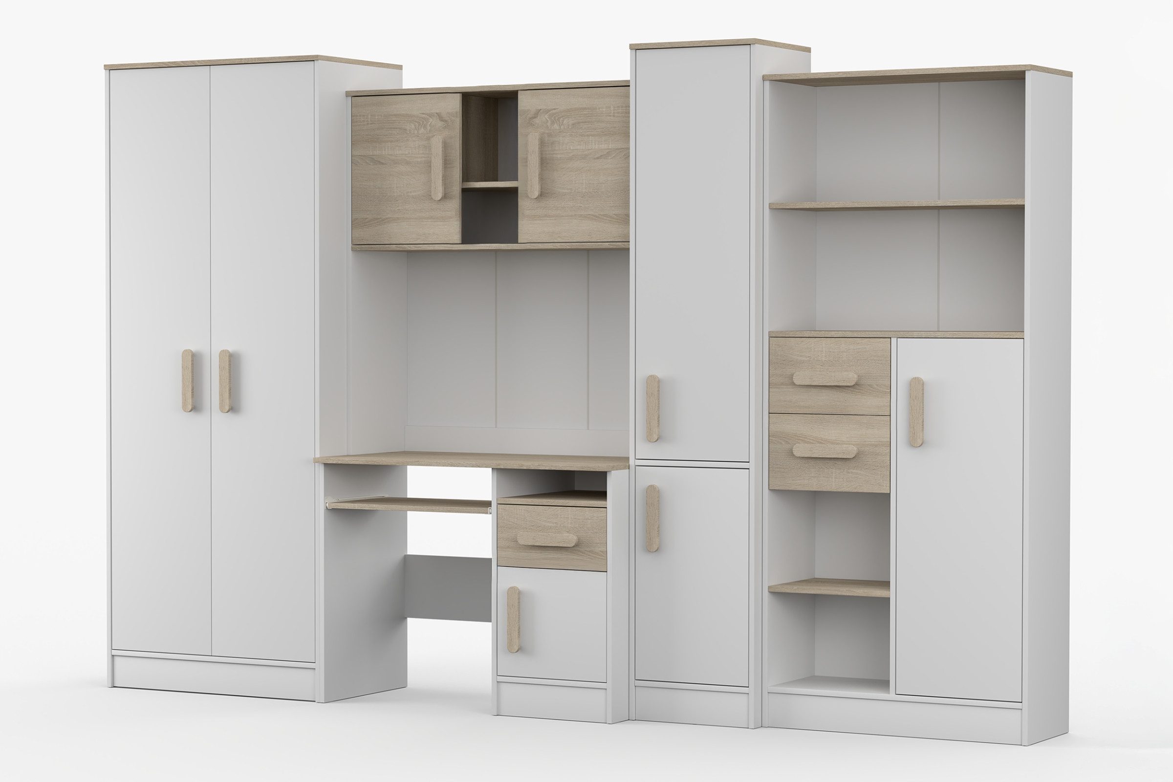 Deine Möbel 24 Jugendzimmer-Set MIKI Jugend-Schrankwand Jugendzimmer Jugendmöbel 5-teilig in Weiß, (Set, 5-tlg., 5-teiliges Möbelset für das Jugendzimmer), Schr – Bild 4 von 5