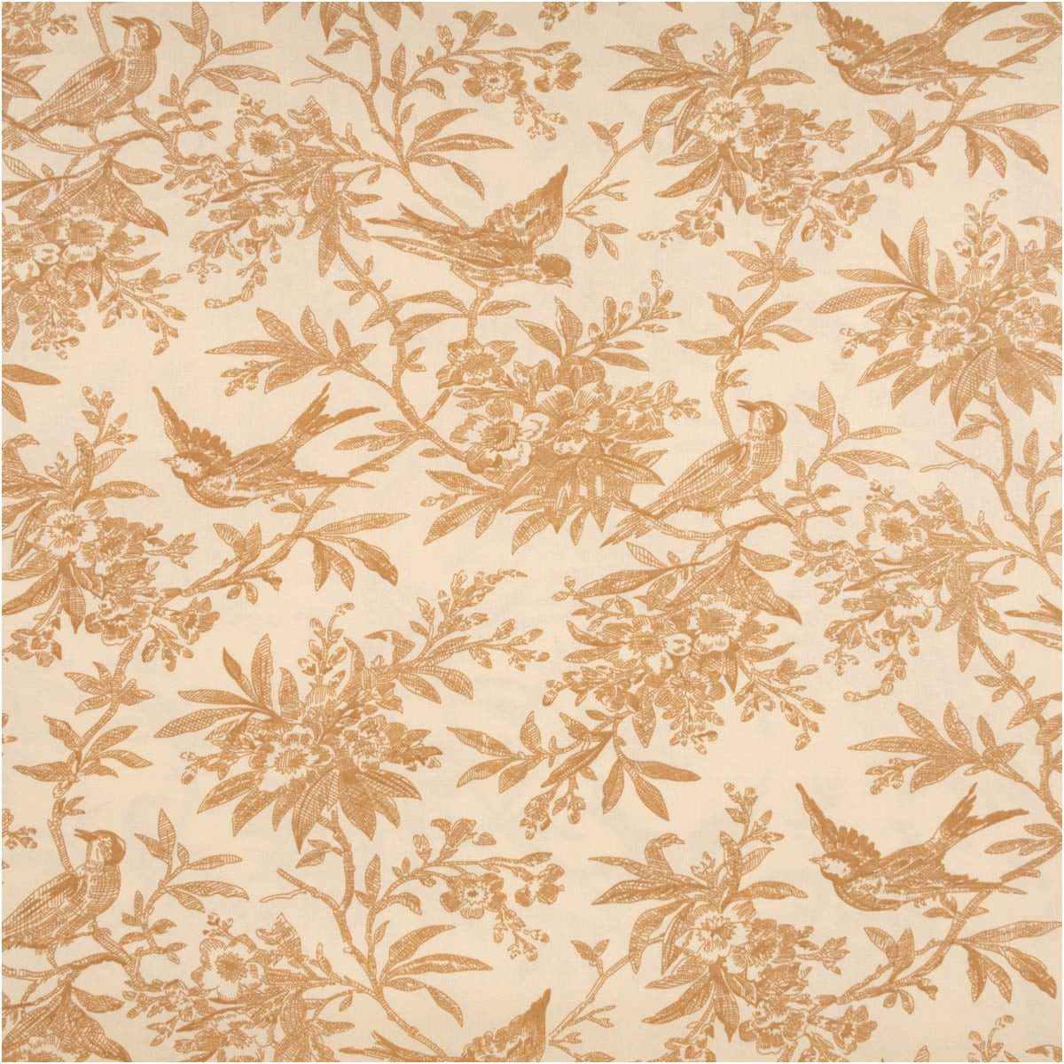 SCHÖNER LEBEN. Stoff Baumwollstoff Meterware Stoff Vögel Blumen Serie Garden Beige 140cm, pflegeleicht,abwaschbar
