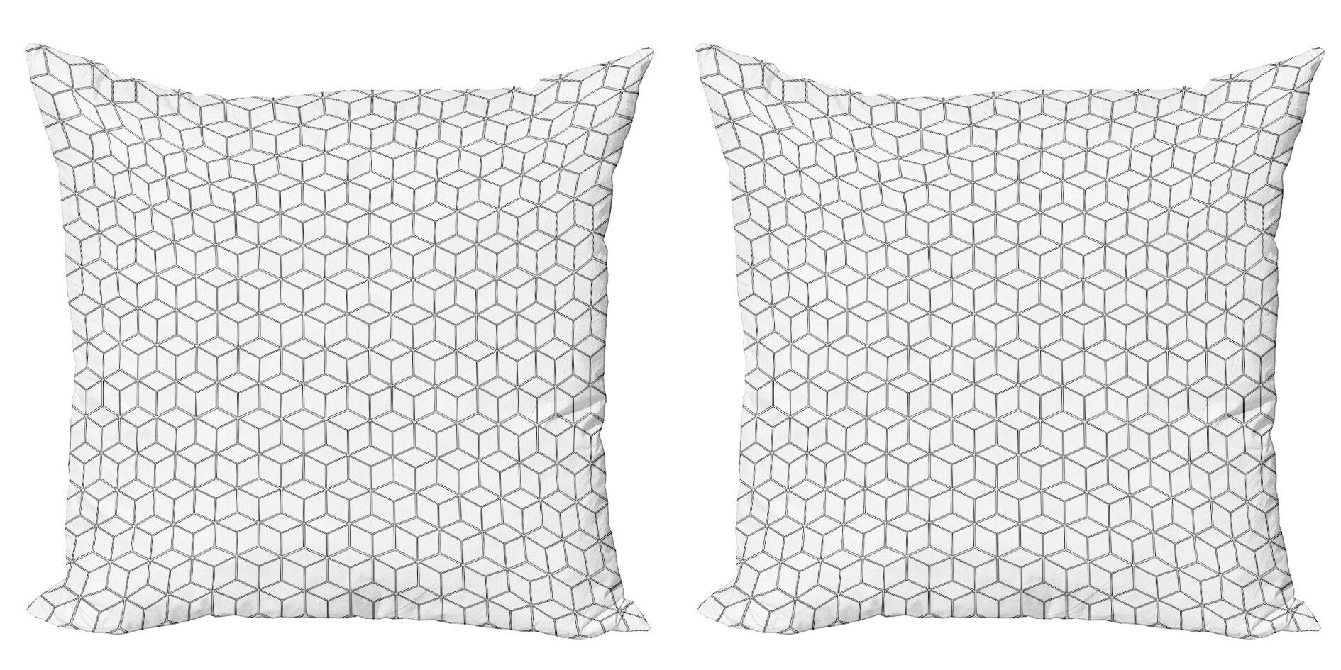 Geometrische Schwarz-Weiss Form Stück), Accent Abakuhaus Modern quadratische (2 Doppelseitiger Kissenbezüge Digitaldruck,