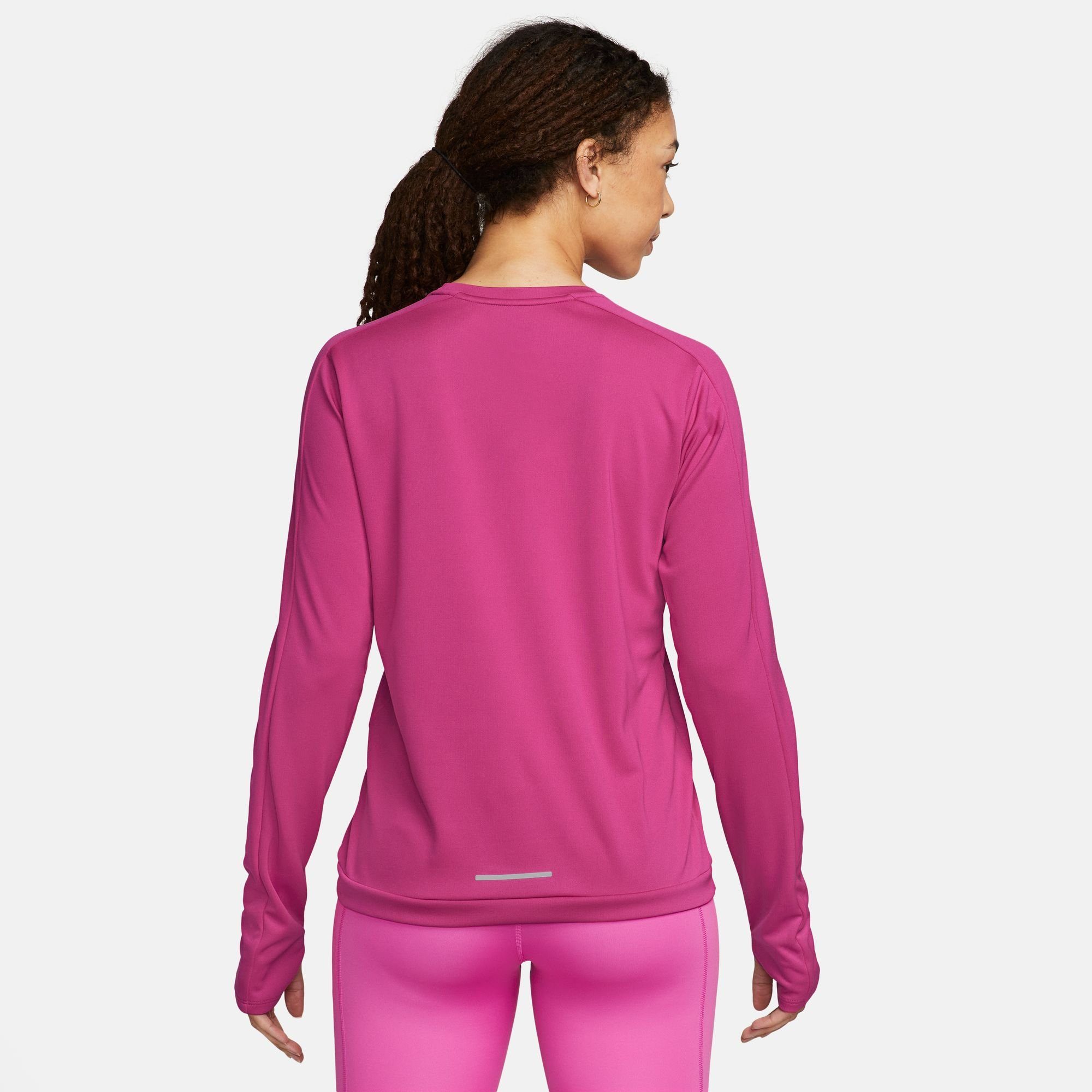 WOMEN'S Laufshirt Nike DRI-FIT TOP SILV FIREBERRY/REFLECTIVE RUNNING CREW-NECK