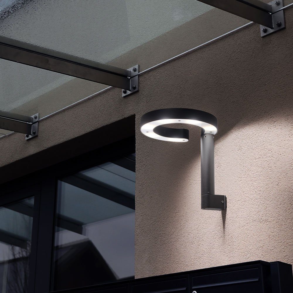 Warmweiß, etc-shop Wandleuchte Außen-Wandleuchte, LED-Leuchtmittel verbaut, LED Aussen Aluminium fest Wandlampe Kunststoff