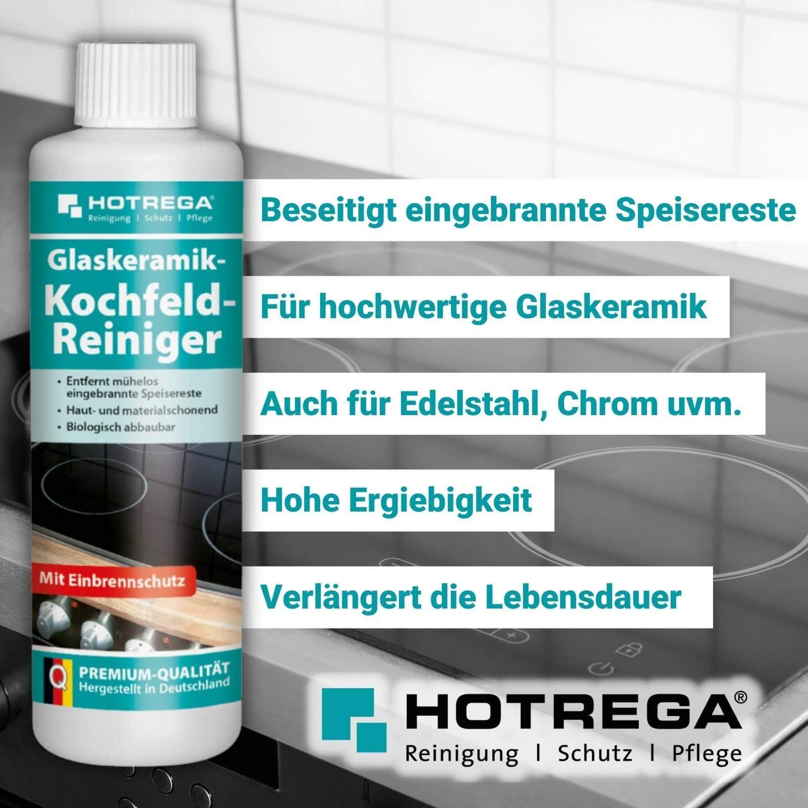 Set Kochfeld Küchenreiniger Reiniger Glaskeramik HOTREGA® 3-teilig