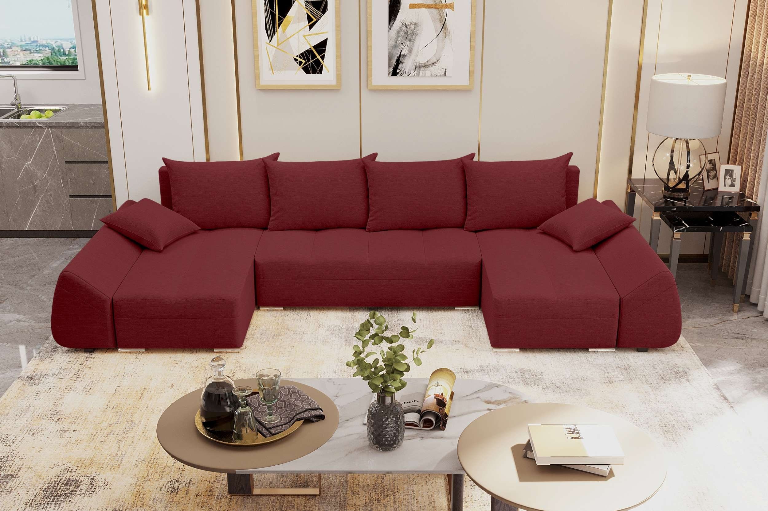 Sitzkomfort, Modern Design Wohnlandschaft Madeira, Eckcouch, U-Form, Sofa, Bettfunktion, Stylefy mit mit Bettkasten,