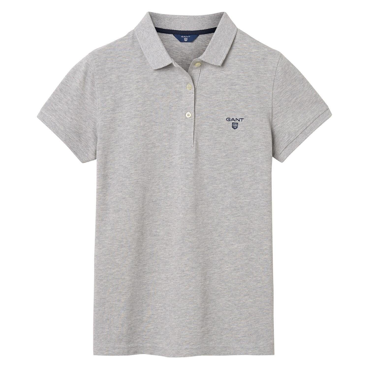 Gant T-Shirt Damen Poloshirt - MD. Summer Pique, Halbarm Grau | T-Shirts