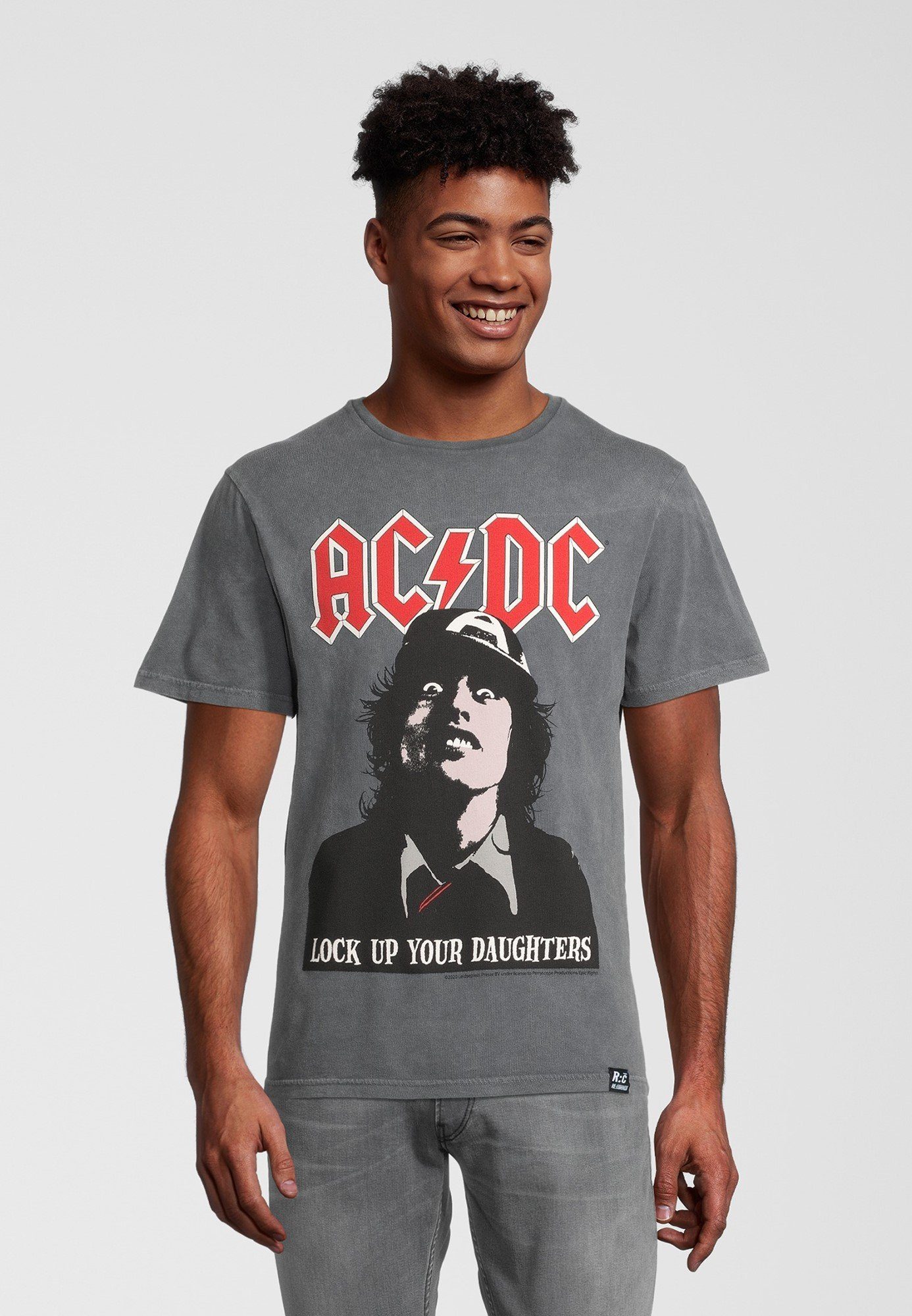 Recovered T-Shirt Up ACDC Bio-Baumwolle GOTS Grey Lock zertifizierte Washed