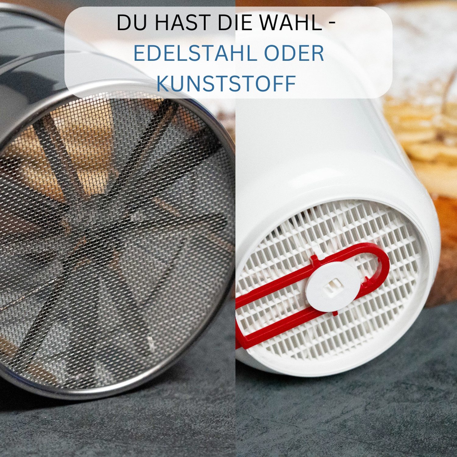 WESTMARK Küchensieb Mehl- und Puderzuckersieb, Mit Griff, Kunststoff, Weiß/Rot, ABS – Bild 4 von 5