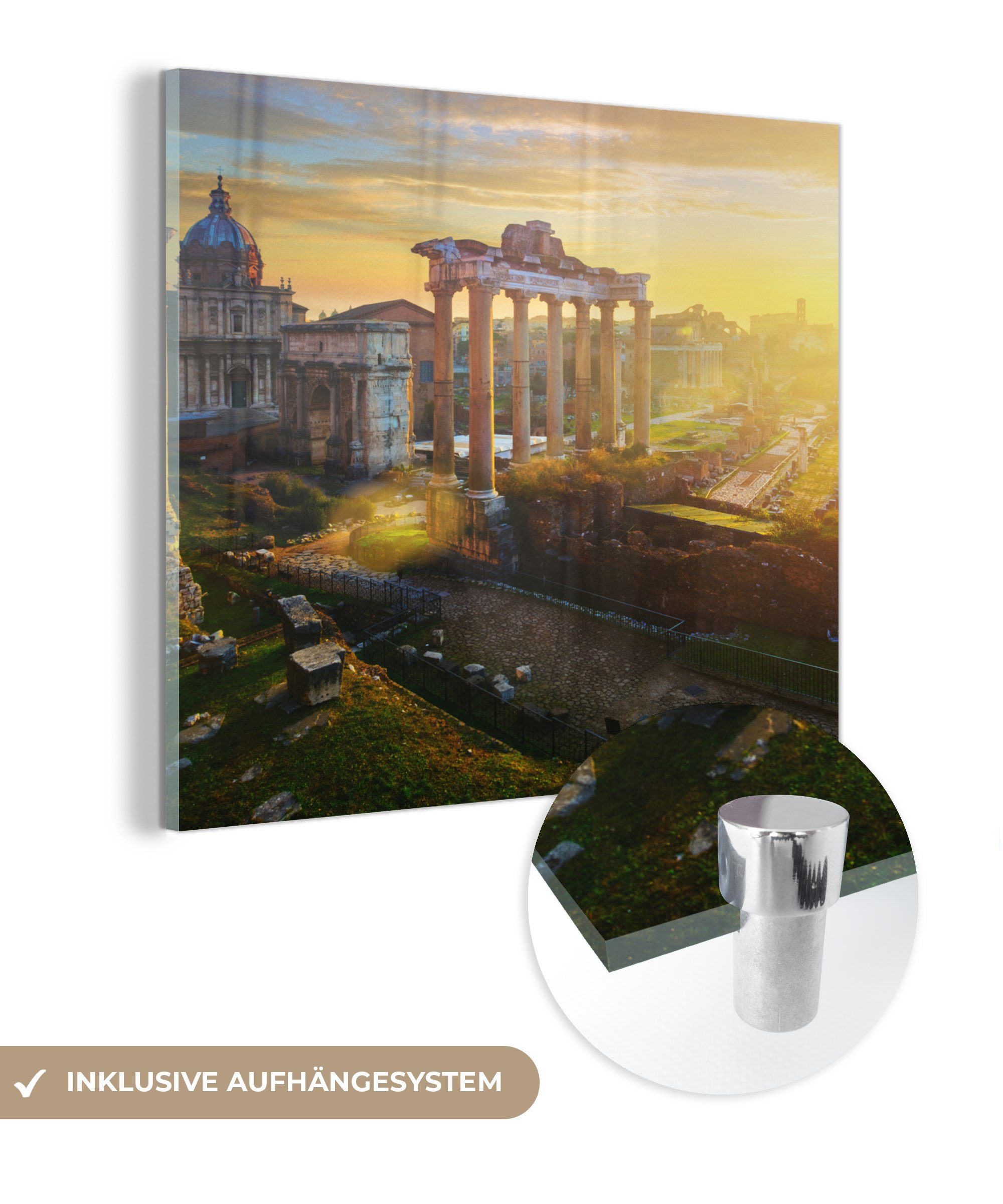 Bietet supergünstige Preise MuchoWow Acrylglasbild Von - - auf Wanddekoration - beleuchtete Sonne Glas in Bilder der St), Glasbilder Wandbild Foto Glas Rom, auf Triumphbögen (1