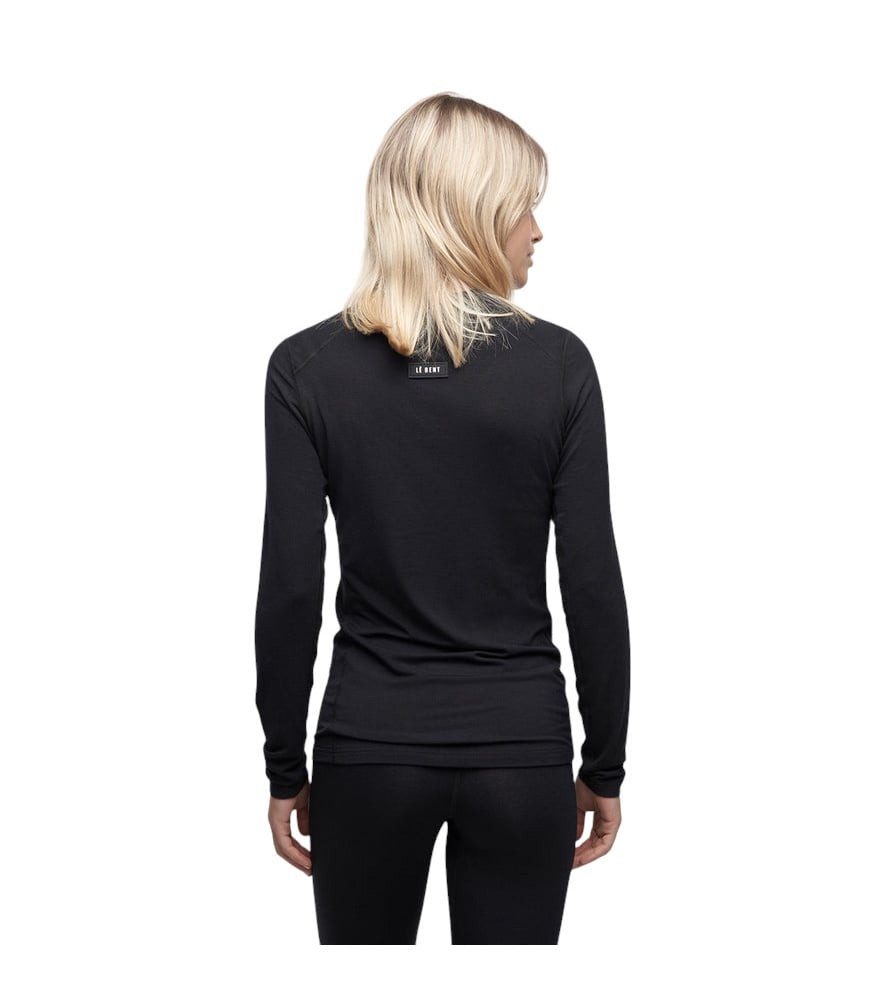 LÉ BENT Langarmshirt Unterwäsche Core Lightweight Crew (Viskose und Merinowolle) schwarz