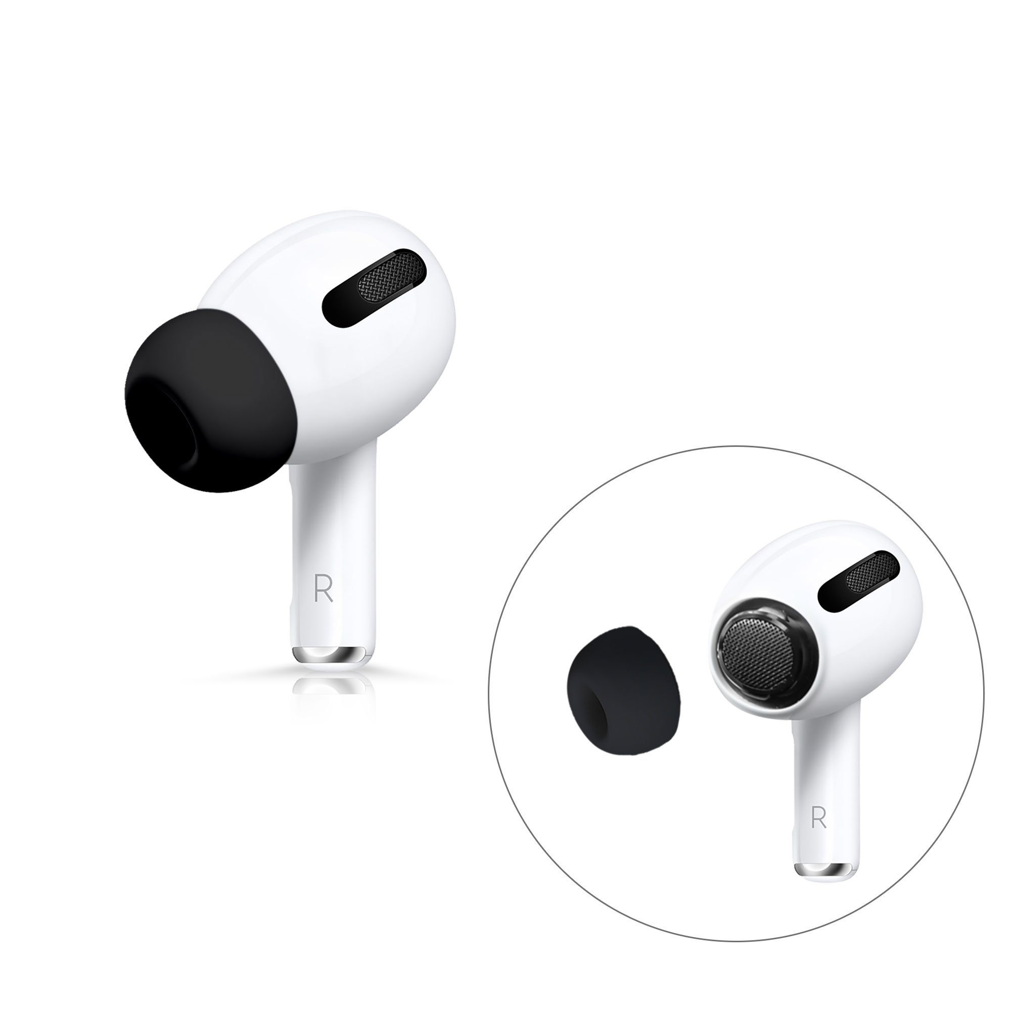 Apple - (3 Ohrstöpsel für Polster Kopfhörer) Ohrpolster Silikon In-Ear 1 Airpods Größen Schwarz 6x Pro 2 Pro kwmobile /