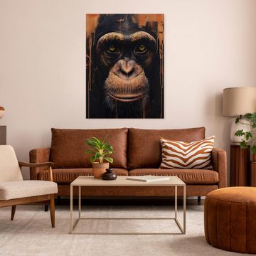 Wallarena Leinwandbild Affen Tiere Kunst Abstrakt Wohnzimmer Schlafzimmer Wandbild Modern, Affen (Einteilig, 1 St), Wandbilder Leinwandbilder Leinwand Bilder Bild Groß Aufhängefertig