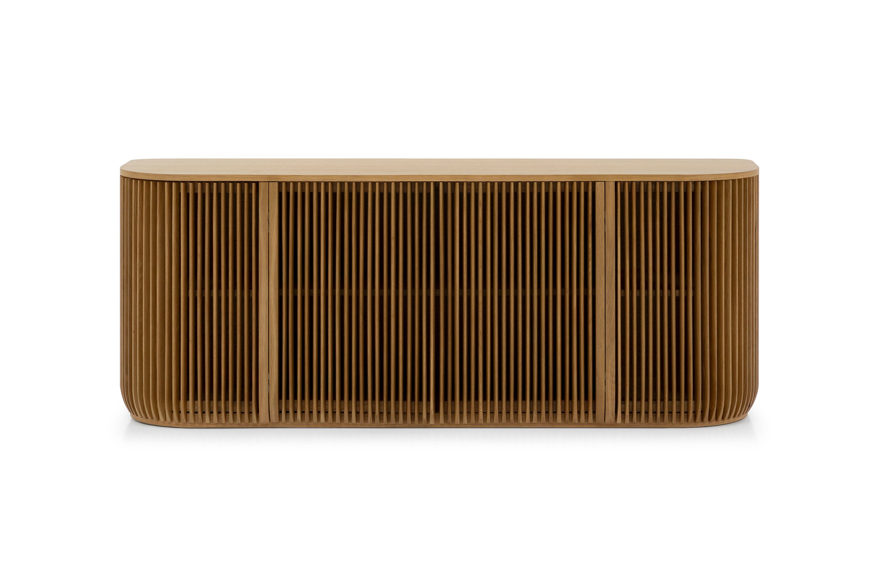 Woodek Design Sideboard FRANZ aus massiver Eiche und Eichenfurnier, natur matt lackiert (natur matt lackiert, 1 St., Türen mit Soft-Close-System), Breite 175 cm, Höhe 69 cm, Tiefe 45 cm