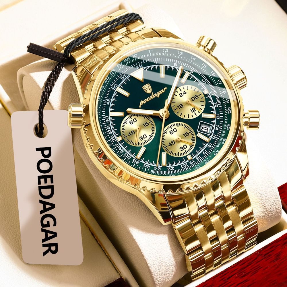 POEDAGAR Quarzuhr Poedagar Herren-Armbanduhr Chronograph Quarz Edelstahl 960