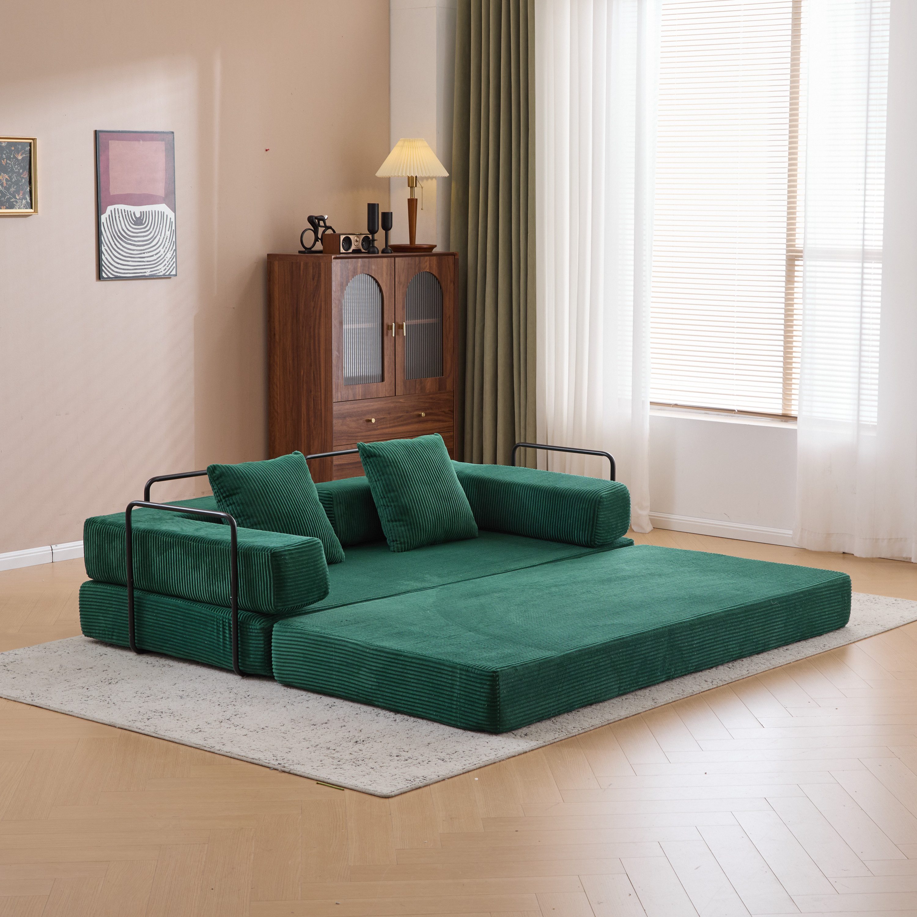 Orvane Schlafsofa 195cm Schlafsofa, Klappbare Matratze, Modularer Loveseat