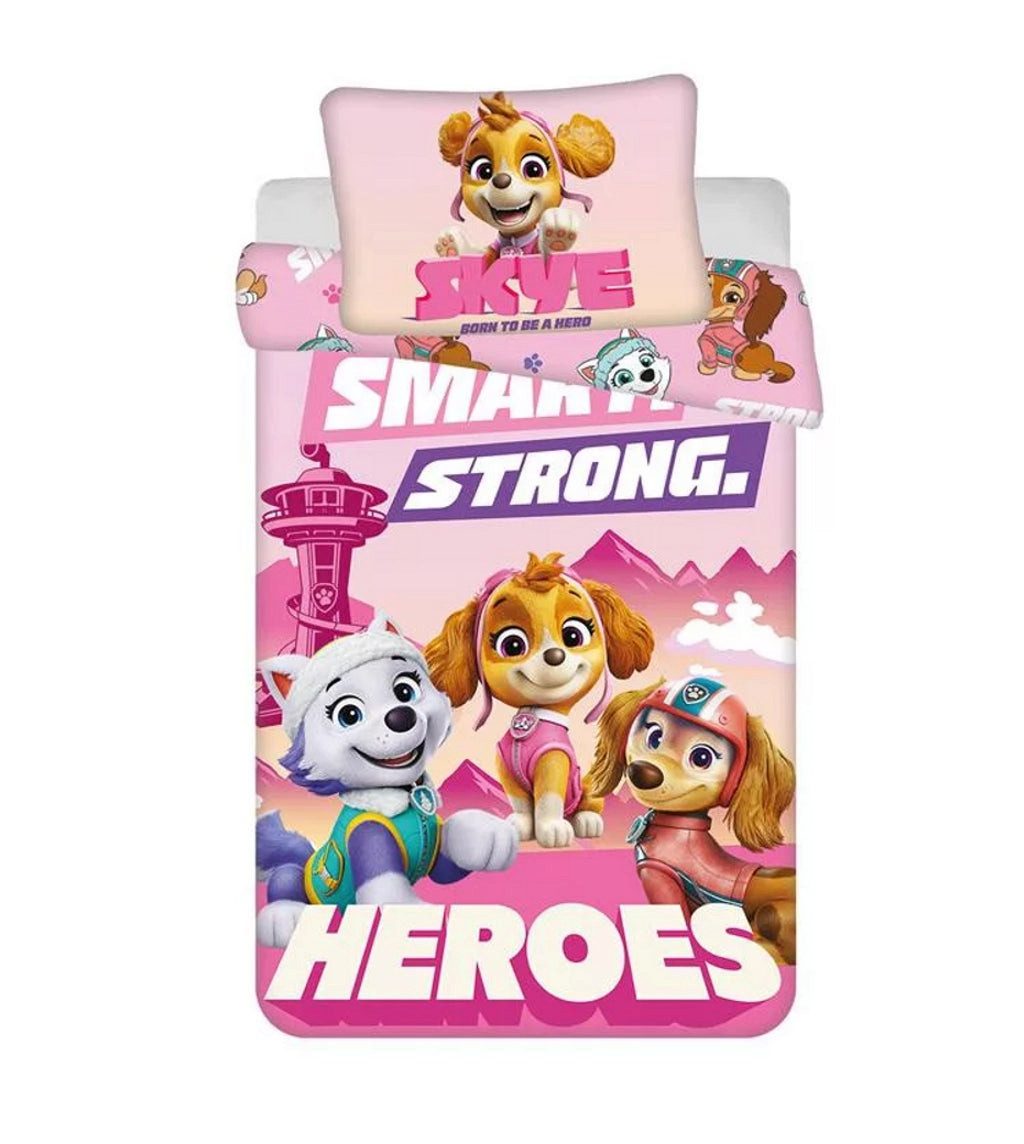 PAW PATROL Kinderbettwäsche Bett Wäsche Set Bettbezug Sky Rosa Wendebettwäsche 100×135cm, 100% Baumwolle