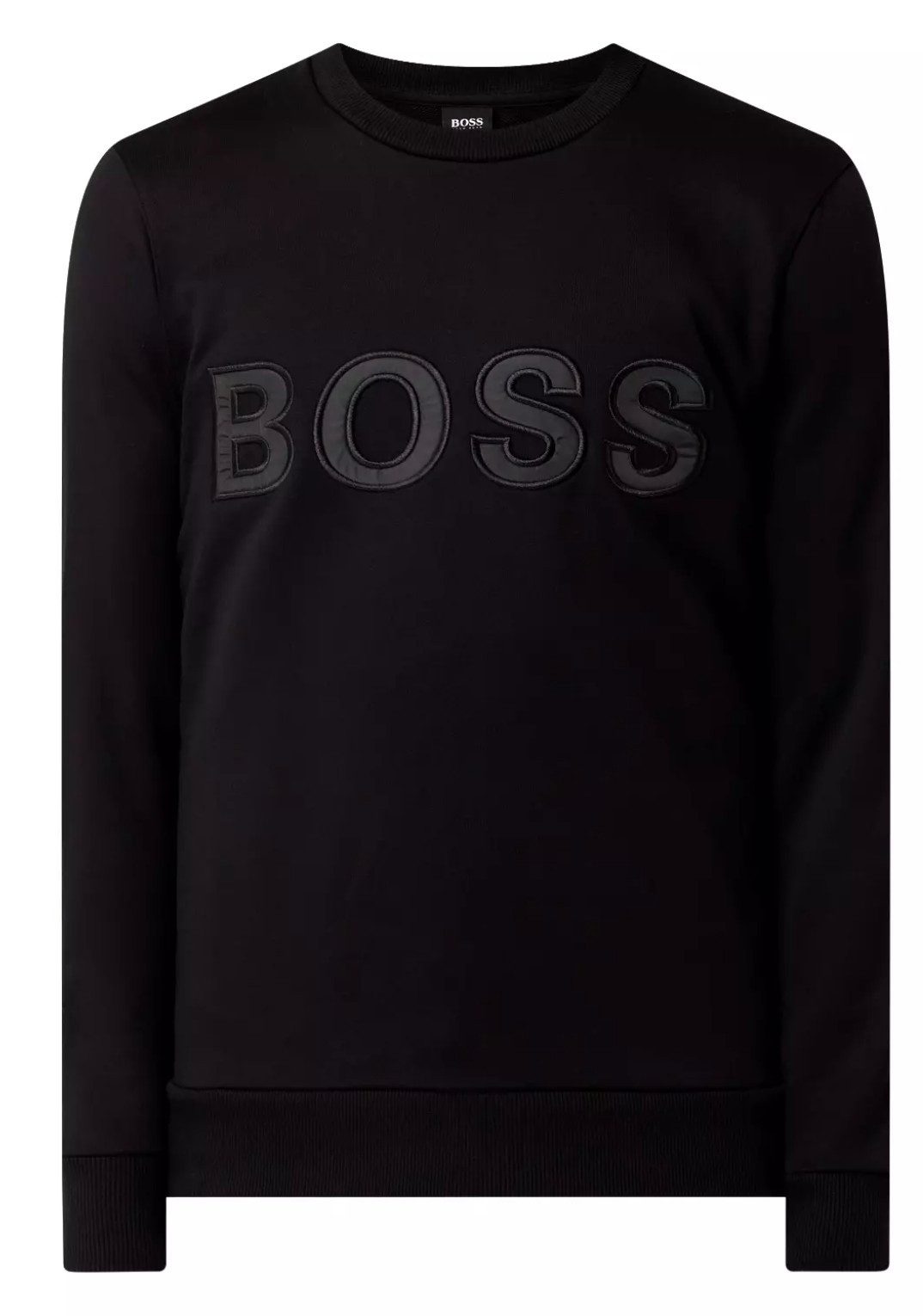 BOSS Sweatshirt Stadler 48 Sweater Rippbündchen und ein tonales Logo auf der Brust