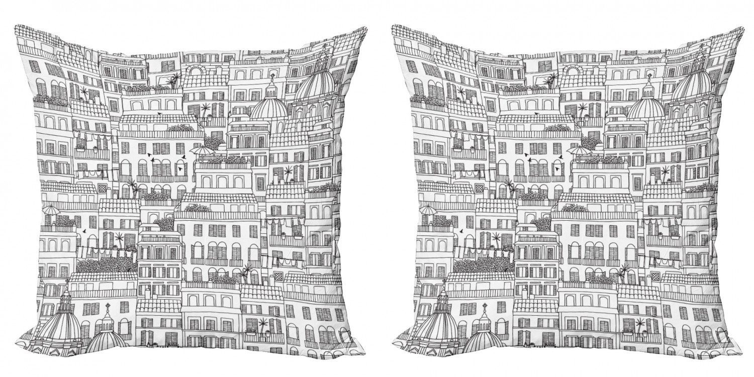 Kissenbezüge Modern Accent Doppelseitiger Houses Abakuhaus Stadt Apartment Stück), Style Italian Digitaldruck, (2