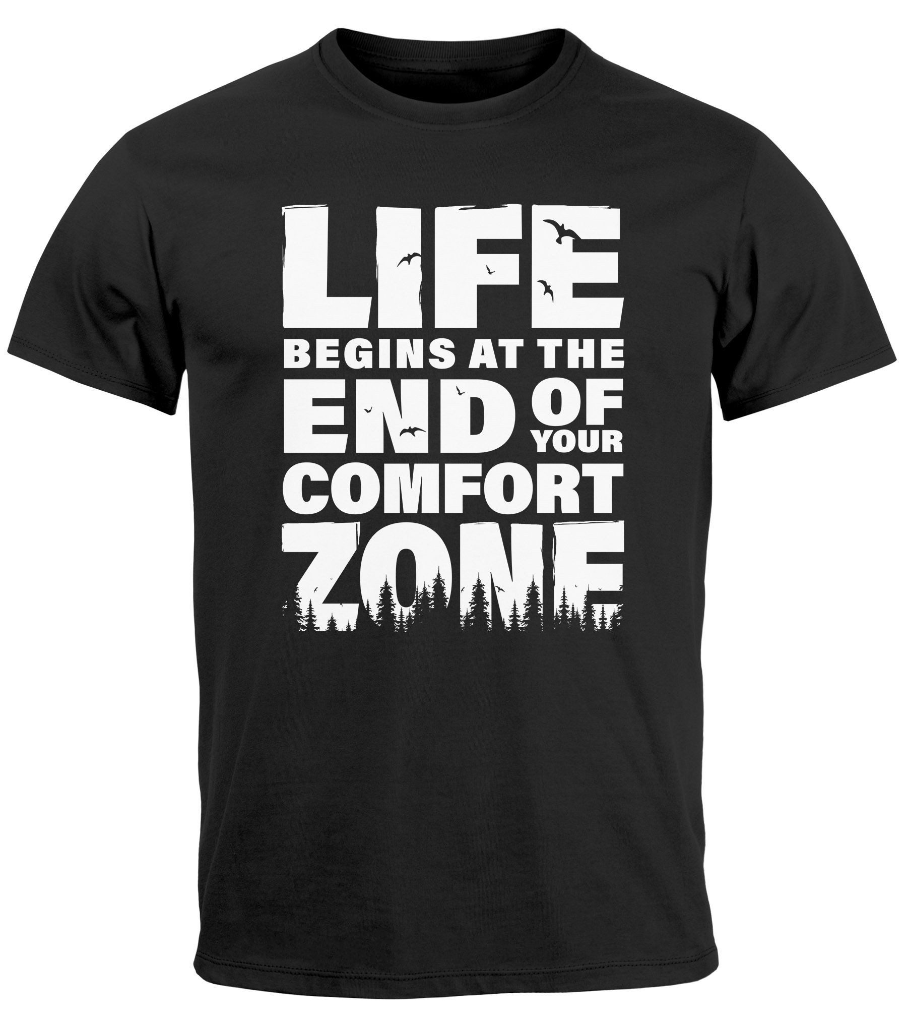 Neverless Print-Shirt Herren T-Shirt Life begins günstig online kaufen