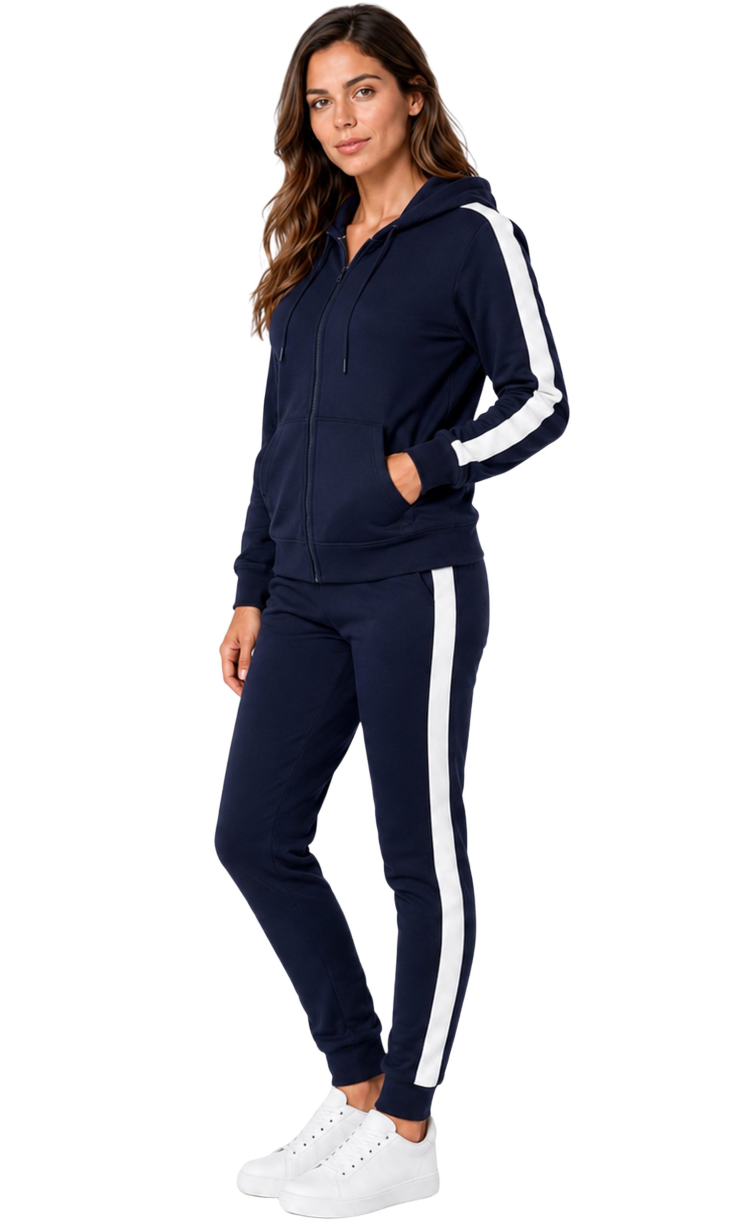 L.gonline Jogginganzug Damen Freizeitanzug, Sportlich, mit Streifen 526 (Packung, 2-tlg., im modischem Design), Fitness Freizeit Casual