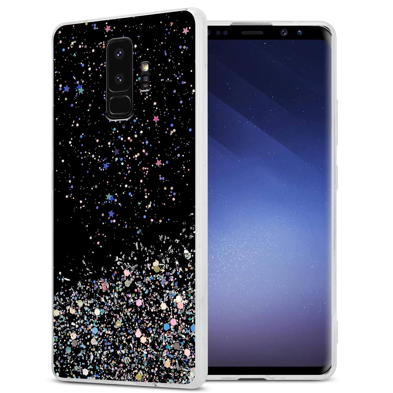 Cadorabo Handyhülle für Samsung Galaxy S9 PLUS Hülle Samsung Galaxy S9 PLUS, Flexible TPU Silikon Handy Schutzhülle - Hülle - mit Glitzer