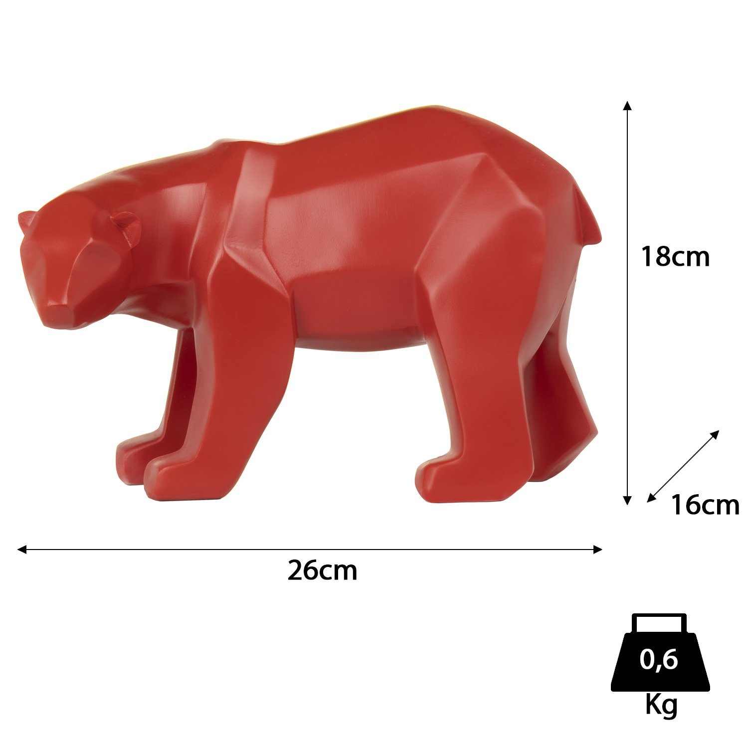 Moritz Dekofigur Polyresin Geometrische Figuren TierFigur Skulptur Deko rot, Modern Geschenk Polygonal Eisbär