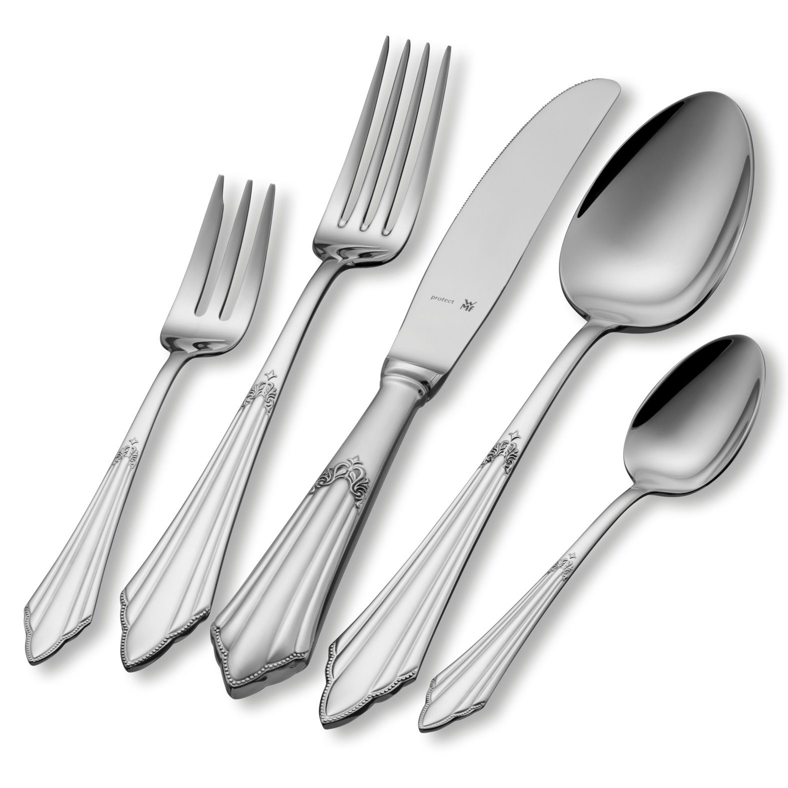 WMF Besteck-Set Fächer Besteck-Set, 30-teilig, Cromargan protect®, Cromargan protect, Cromargan protect, glänzend, kratzbeständig, spülmaschinengeeignet