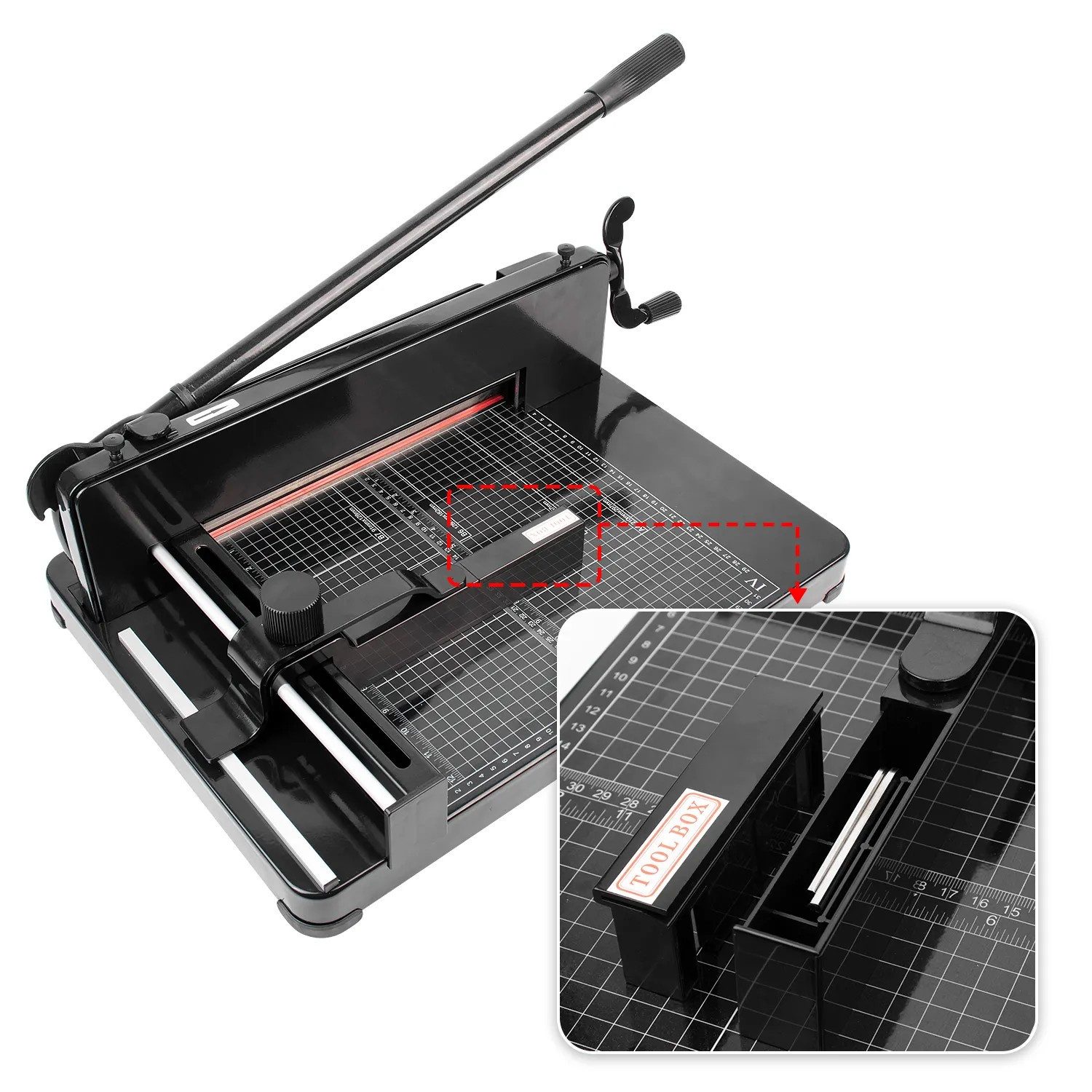 LMG Germany Papierschneidegerät Opticut 400 Stapelschneider A4, 400 Blatt, Schwere Ausführung, Robust, 400 Blatt, HSS-Messer, Softfoam-Balken, Sicherheitsgeprüft