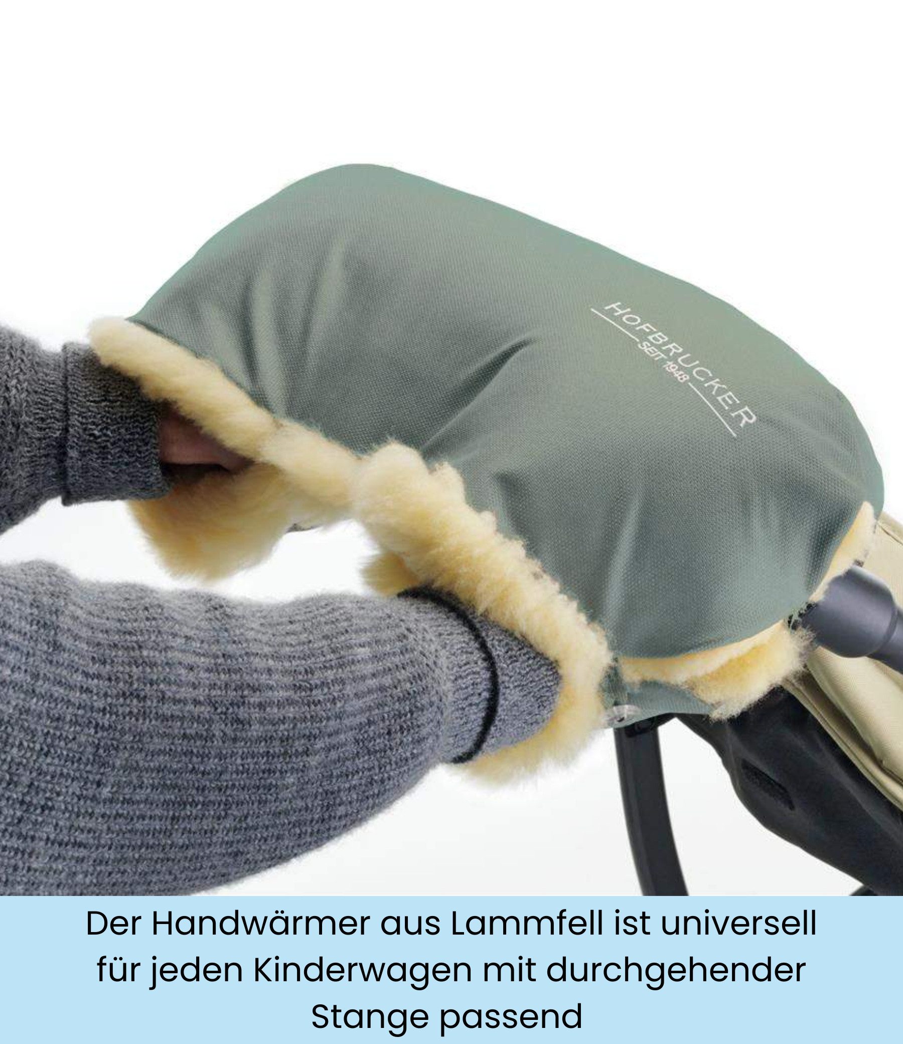 Hofbrucker seit 1948 Kinderwagen-Handwärmer Lammfell-Handwärmer für Kinderwagen, Kinderwagen Handschuhe atmungsaktiv wind- und wasserabweisend