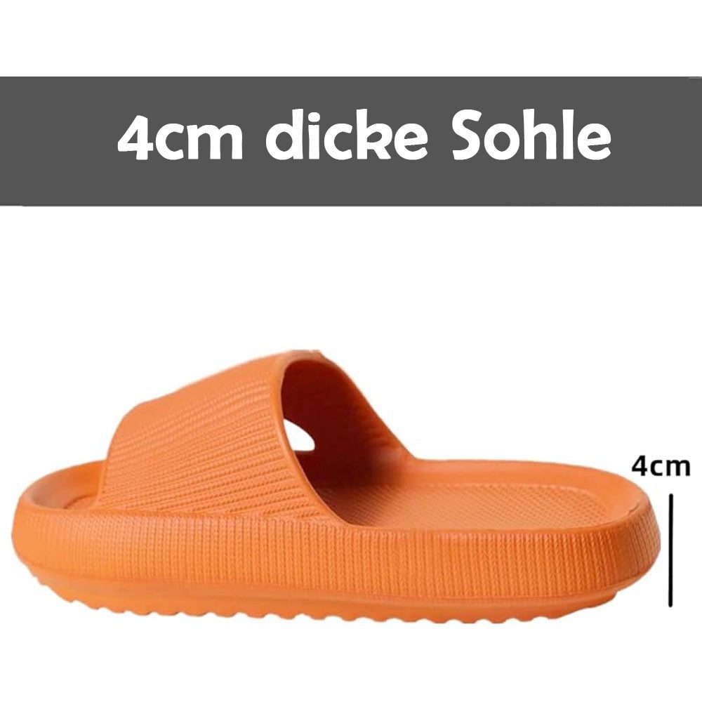 HoyoLee Hausschuhe EVA Superweich Rutschfest Badeschuhe Schlappen Damen Orange Hüttenschuhe Badeschuhe Herren Damen Slipper Schlappen Wolke rutschfeste Flip Flops
