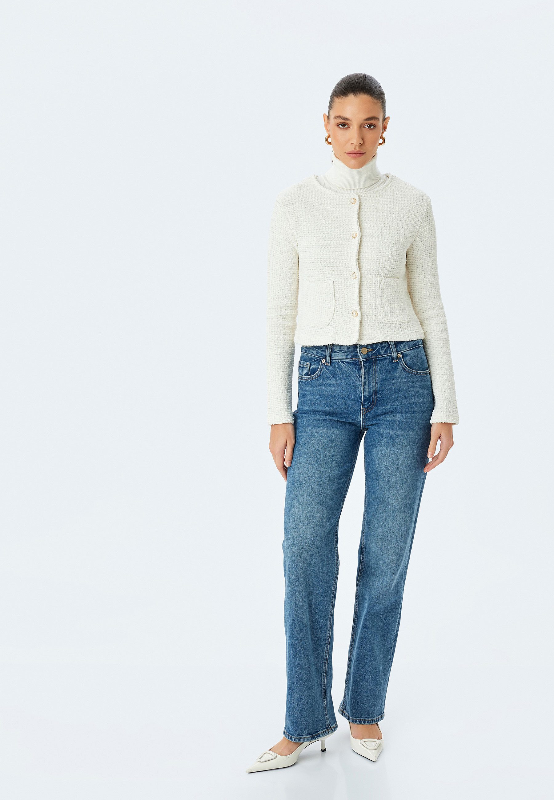 Koton Cardigan Rundhalsausschnitt Mit Knöpfen Cardigan