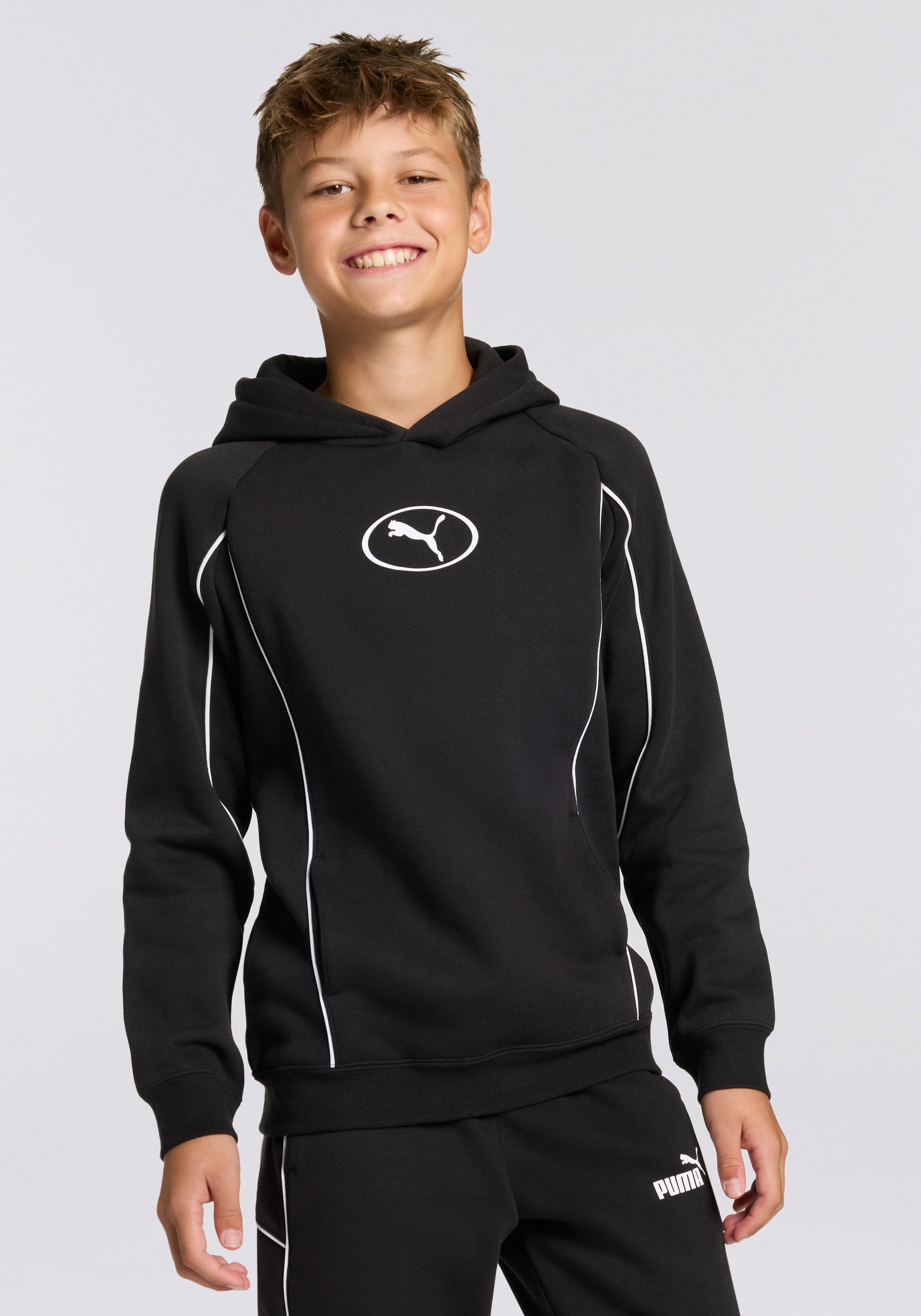 PUMA Kapuzensweatshirt SPORT HOODIE FL B für Jugendliche, mit Print-Applikationen, Regular Fit, mit Kapuze