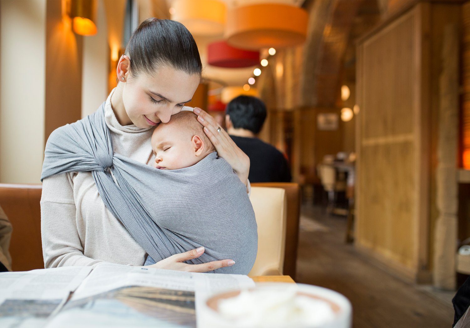 Amazonas Babytrage Carry Sling Grey (100% Baumwolle, Kreuzköper-Webart für optimale Festigkeit und Flexibilität), Leicht und luftdurchlässig