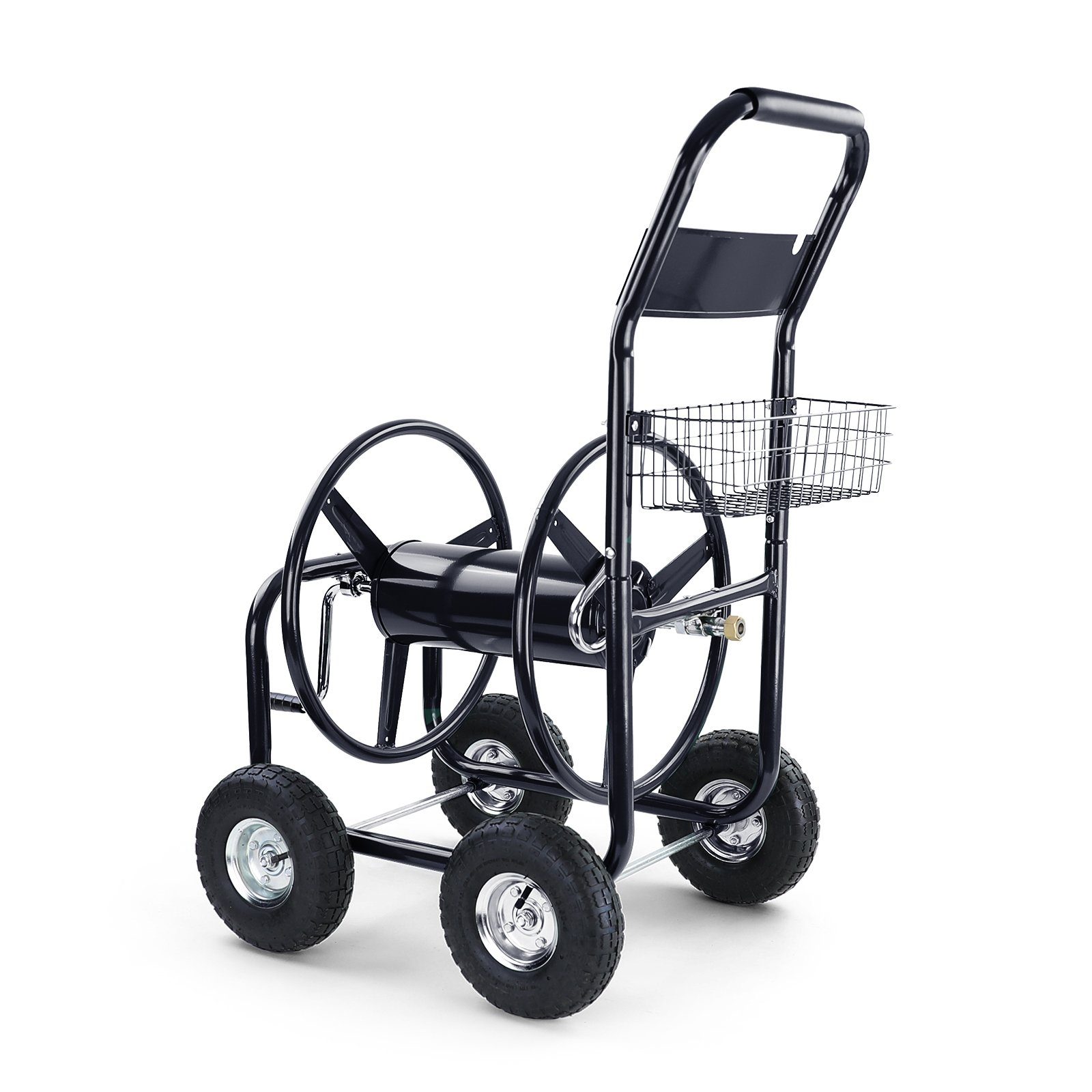 RAMROXX Schlauchwagen Schlauch Handwagen mit Handkurbel Schwarz bis 106m Gartenschlauch