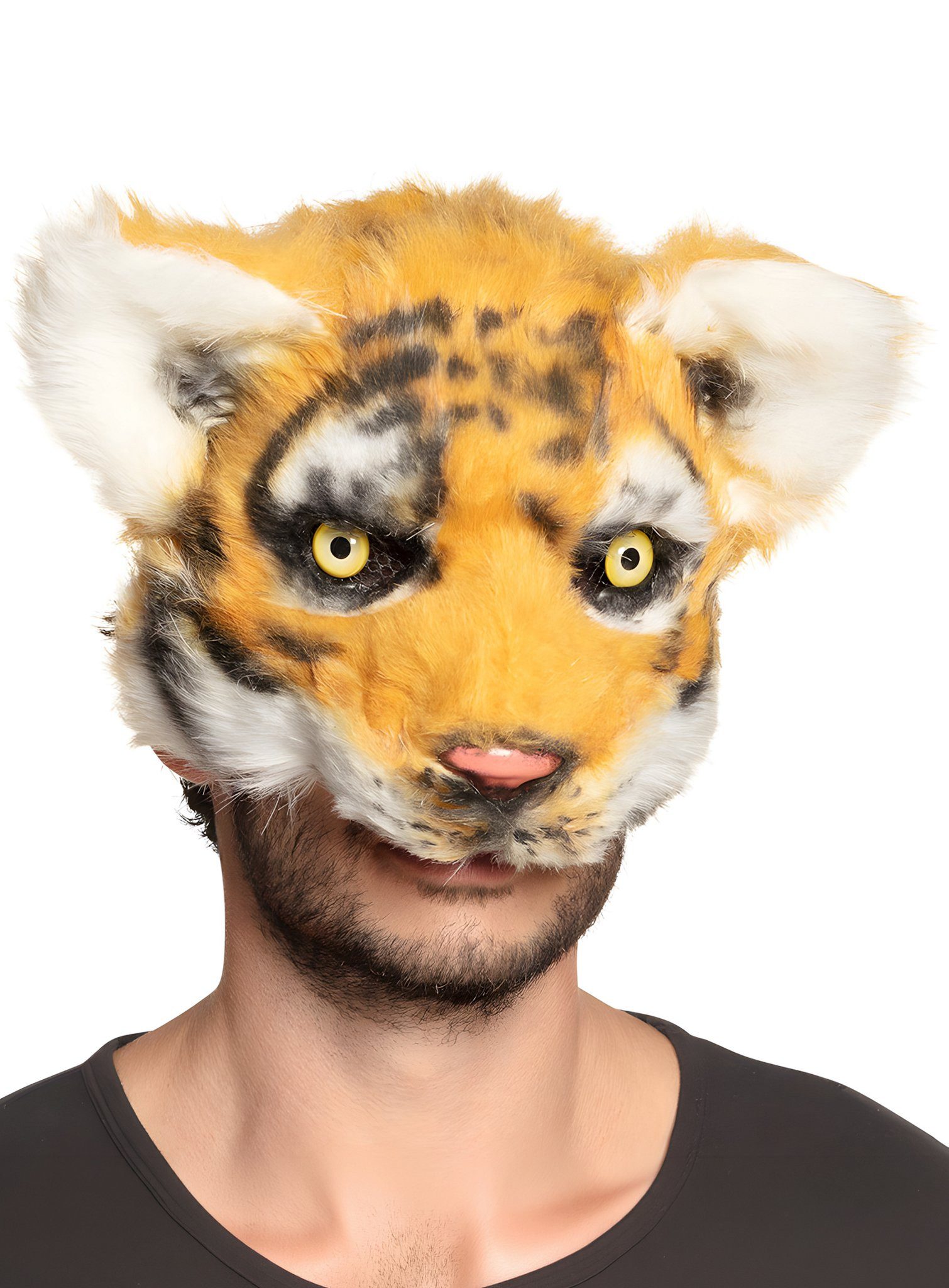 Boland Verkleidungsmaske Tiger Halbmaske aus Plüsch, Bezaubernde Plüschmaske im Stil eines Kuscheltiers
