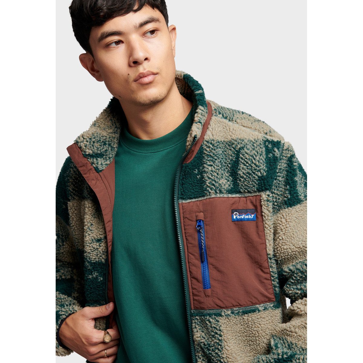 PENFIELD Fleecejacke Textured Check Mattawa Herren Strickjacke, Übergangsjacke, Sweatjacke, Outdoorjacke, Wanderjacke