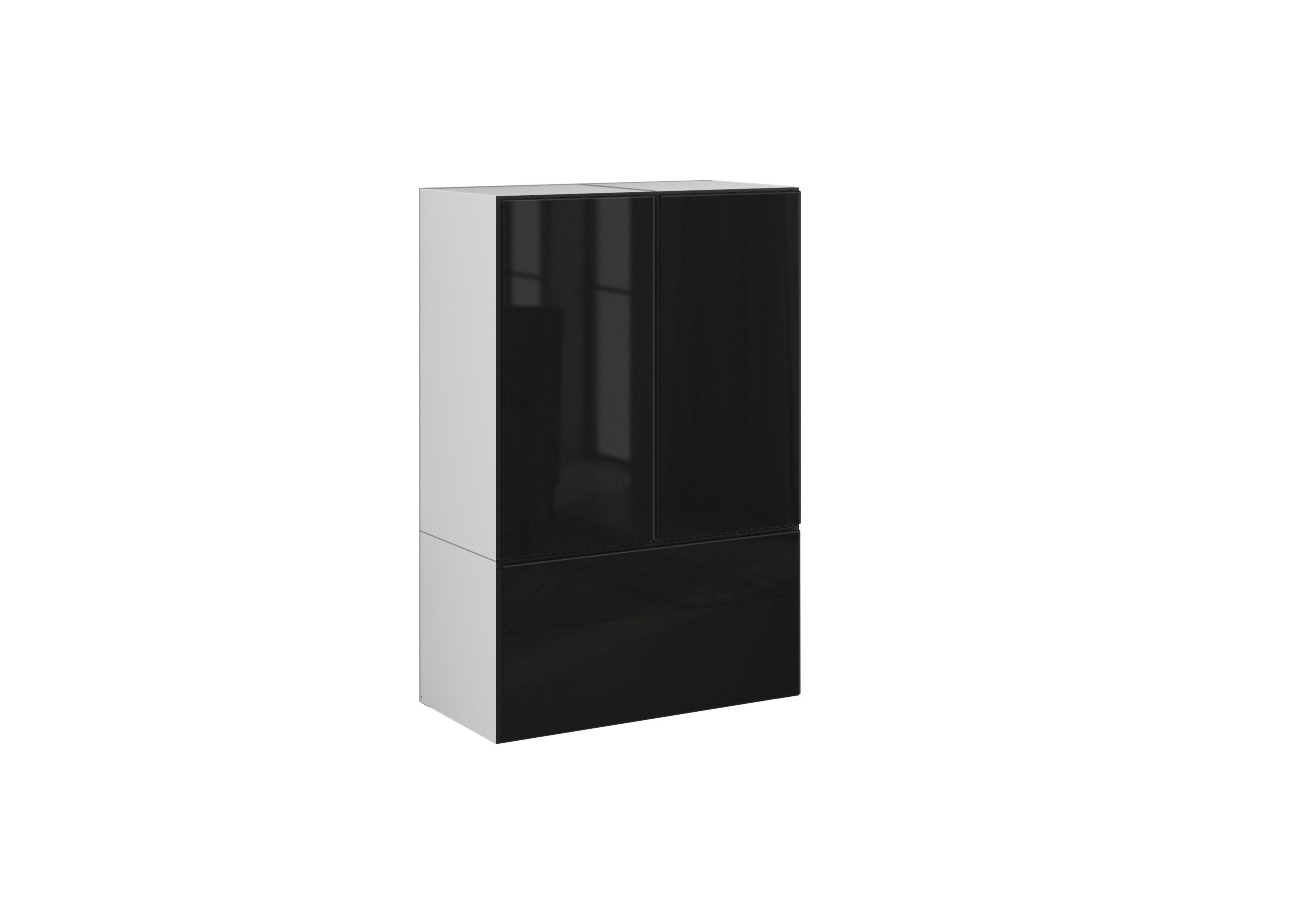 BMG Möbel Stauraumvitrine Modul+ (3 teilig bestehend aus, 2x Schrank mit Tür, 1x Schrank mit Klappenfunktion) Schränke können individuell angeordnet werden, Soft-Close