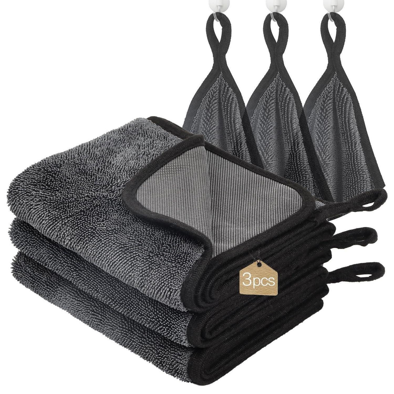Trockentuch Mikrofasertuch Auto Dusche Handtuch Grau 3 Stück 40x60cm Mikrofasertuch