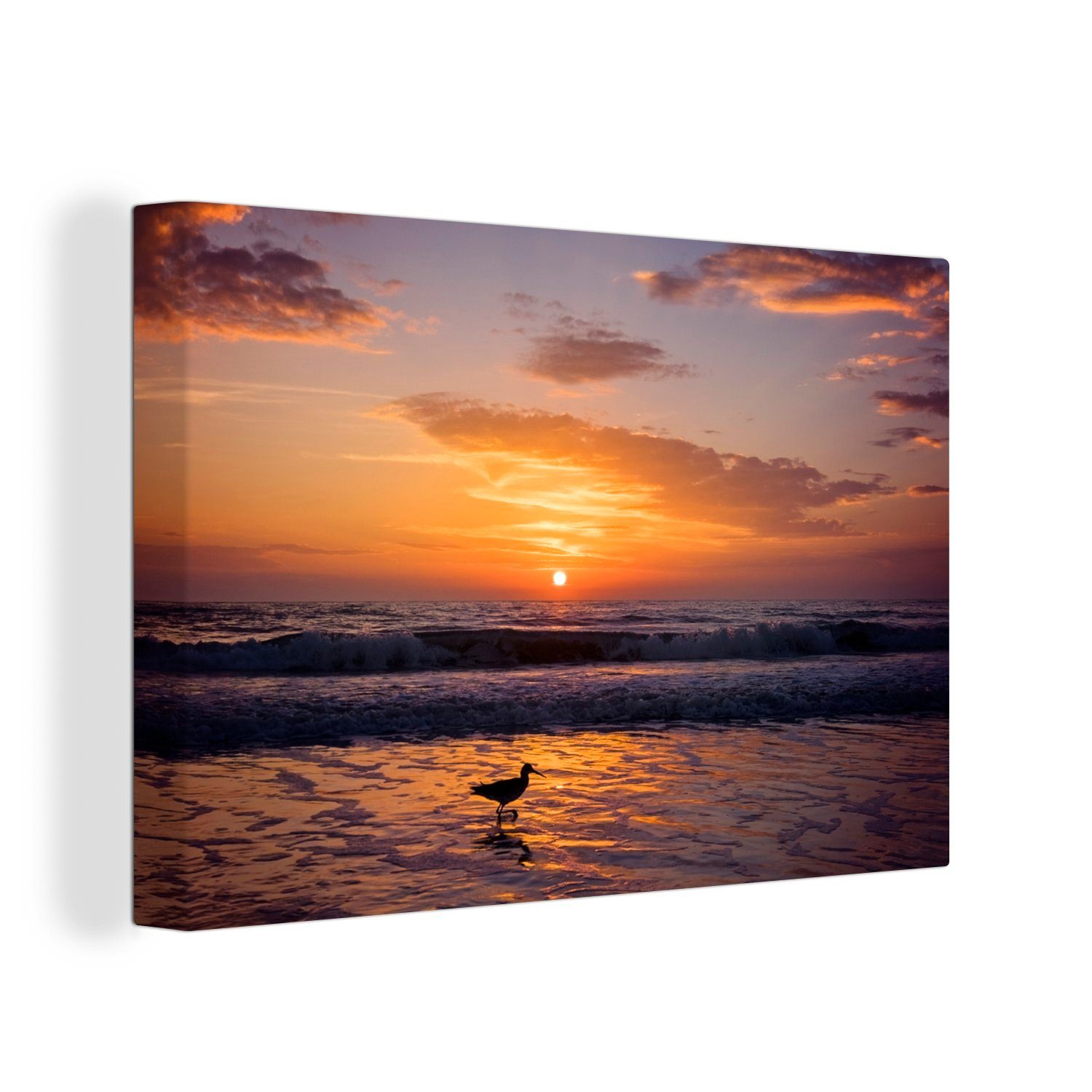 30x20 St), Leinwandbild Aufhängefertig, am Willet Strand, Sonnenuntergang Wandbild cm (1 Wanddeko, OneMillionCanvasses® bei Leinwandbilder,