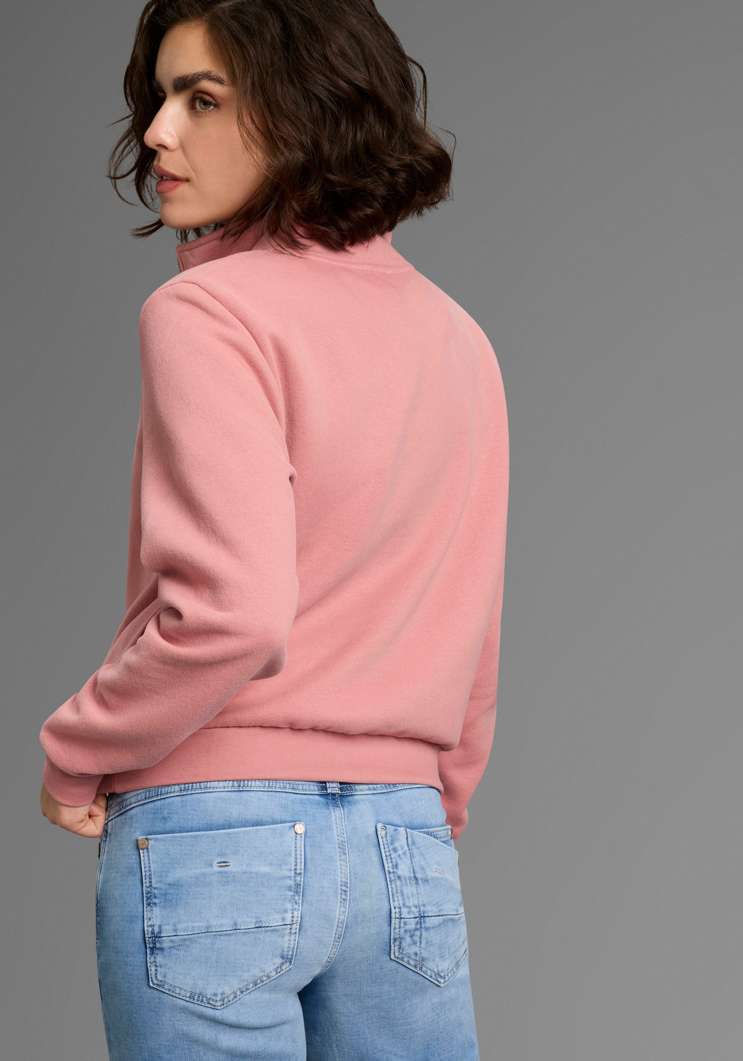 Laura Scott Sweater Modisch verkürzt mit Troyer‑Kragen und Reißverschluss­ günstig online kaufen