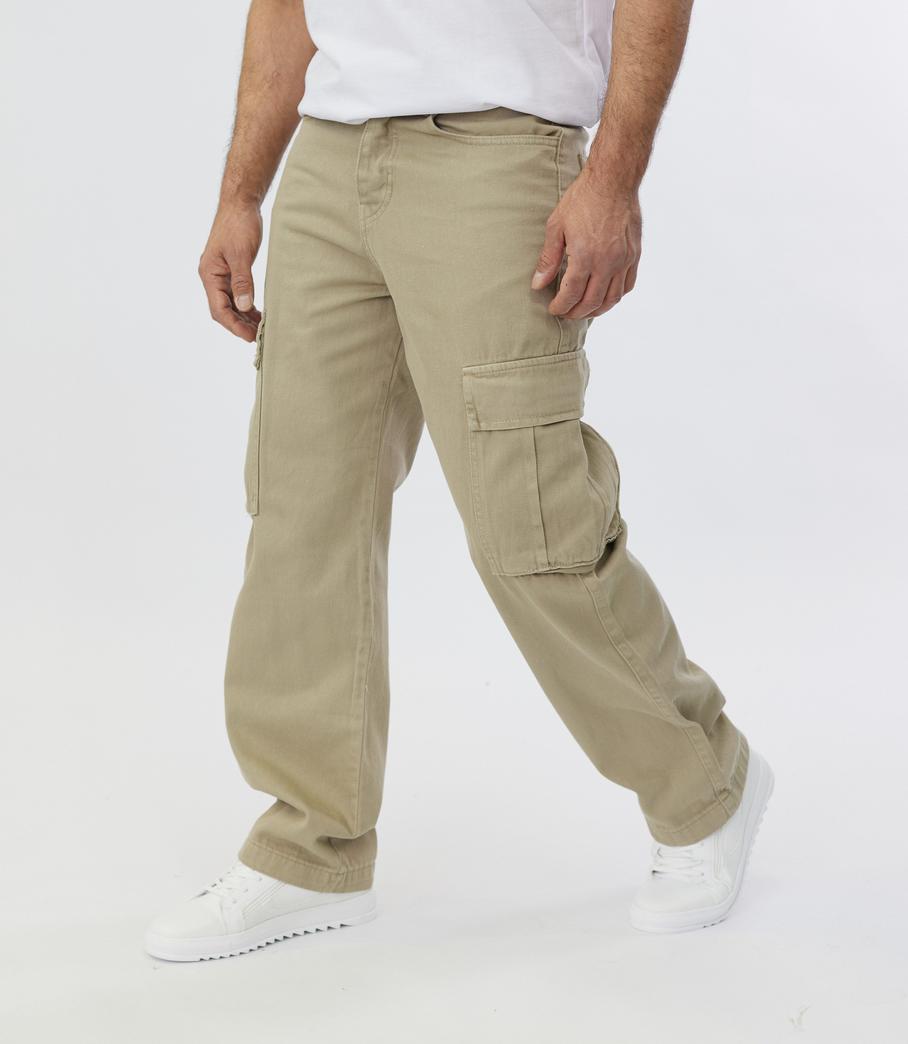 Denim House Cargojeans Herren Baggy Cargo Freizeithose Olive W30/L32 günstig online kaufen