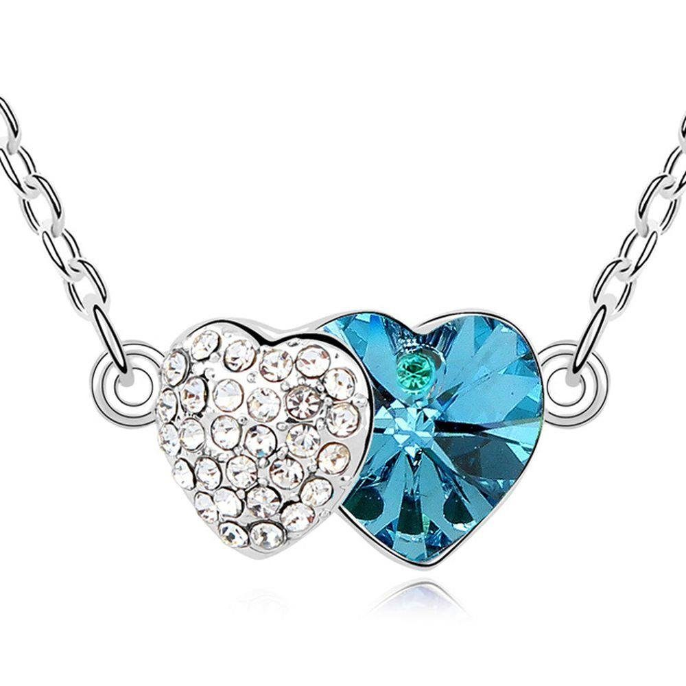 Ketten-Set BUNGSA aus Kette Herz Necklace Halskette an Herz Messing Silber Damen (1-tlg), für