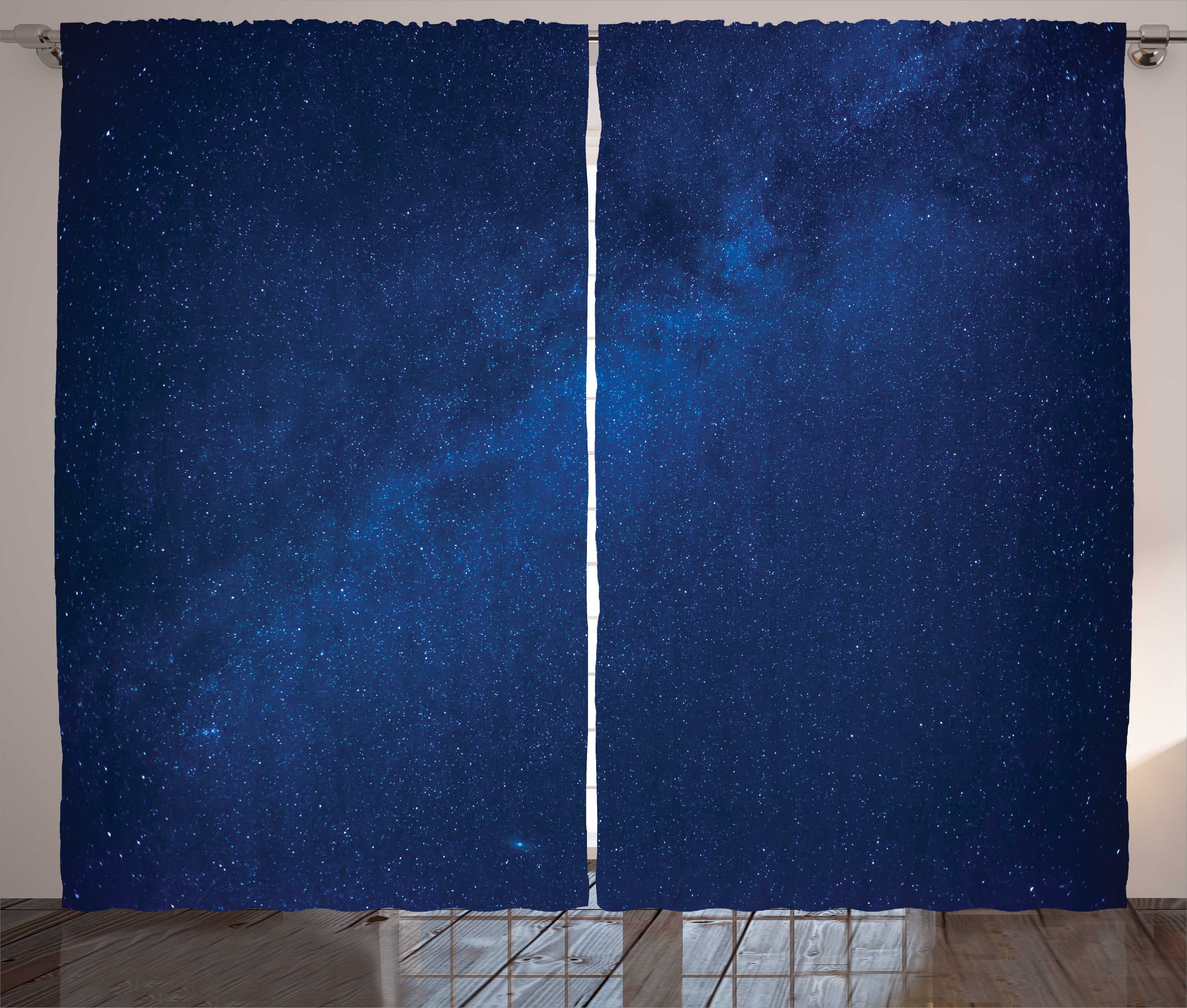 Gardine Schlafzimmer Kräuselband Vorhang mit Schlaufen und Haken, Abakuhaus, Dunkelblau Big Cosmic Star Cluster