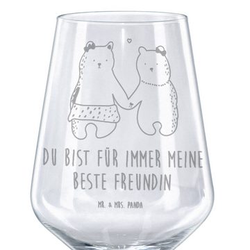 Mr. & Mrs. Panda Rotweinglas Bär Freundin - Transparent - Geschenk, Weinglas mit Gravur, Rotweingl, Premium Glas, Unikat durch Gravur