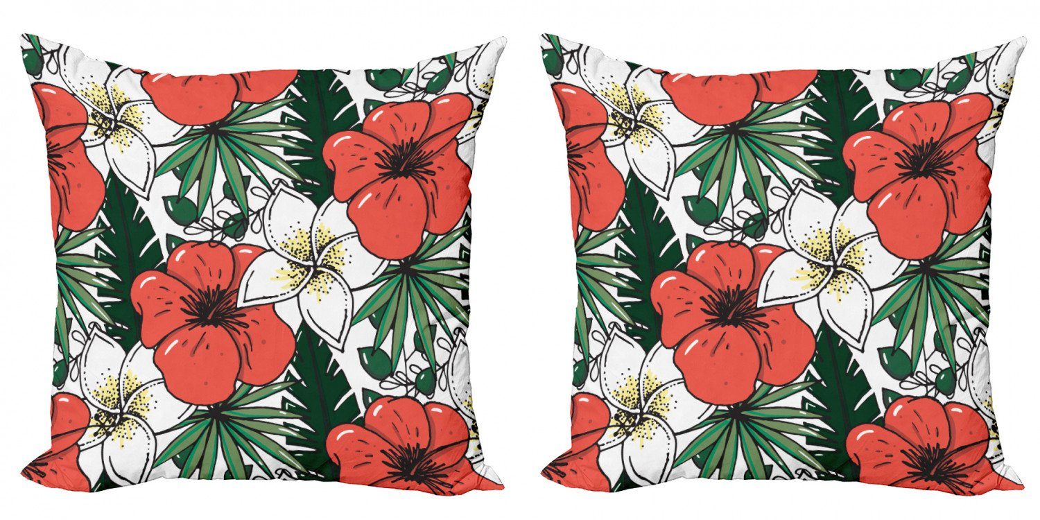 Modern Endemic Accent Doppelseitiger Aloha Stück), (2 Grafische Abakuhaus Blumen Kissenbezüge Digitaldruck,