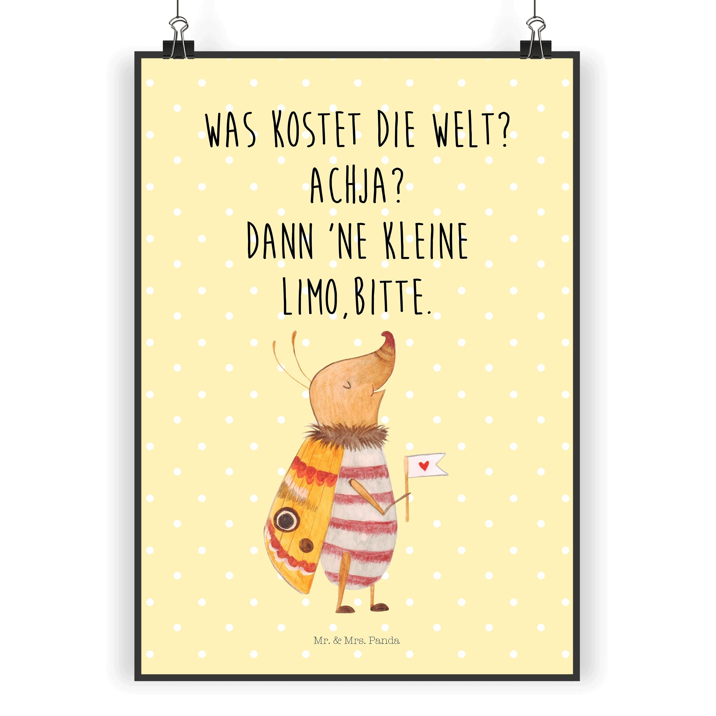 Mr. & Mrs. Panda Poster »Nachtfalter mit Fähnchen Gelb Pastell