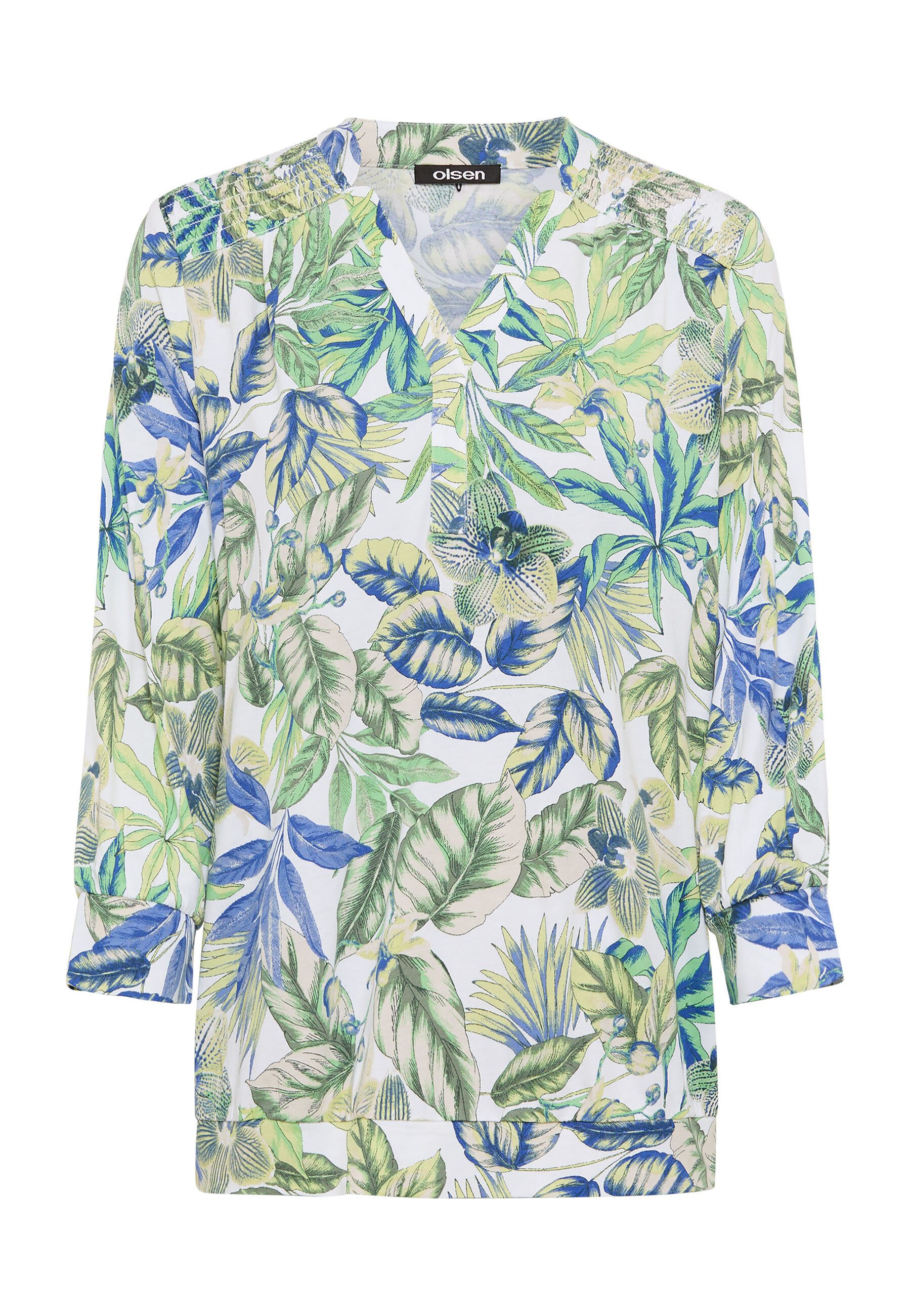 Olsen Tunikashirt Shirt mit Tunika-Ausschnitt und Allover-Dessin